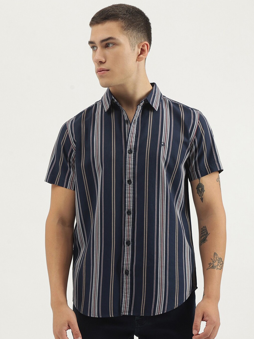 United Colors of Benetton Striped Spread Collar Short Sleeves Cotton Casual Shirt, Blue
United Colors of Benetton Striped Spread Collar Short Sleeves Cotton Casual Shirt, Blue