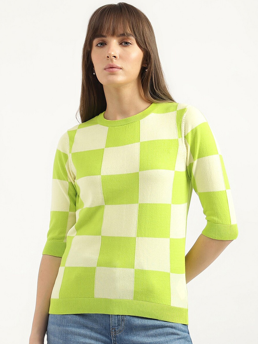 United Colors of Benetton Regular Fit Checked Three-Quarter Sleeves Round Neck Cotton Top, Green
United Colors of Benetton Regular Fit Checked Three-Quarter Sleeves Round Neck Cotton Top, Green