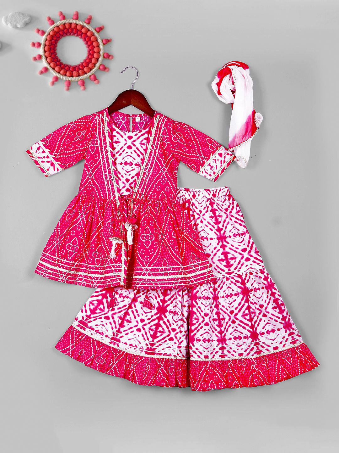 BAESD Girls Round Neck Bandhani Printed Empire Cotton Kurta with Sharara & Dupatta, Fuchsia
BAESD Girls Round Neck Bandhani Printed Empire Cotton Kurta with Sharara & Dupatta, Fuchsia