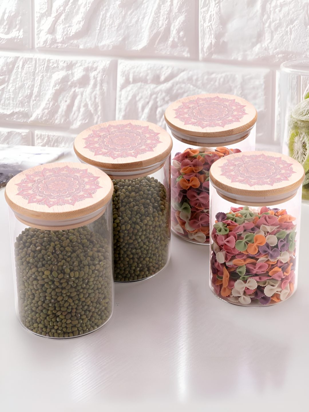 UMAI Transparent & Pink 4-pcs Printed Kitchen Containers Set Glass Jars with Bamboo Lid
UMAI Transparent & Pink 4-pcs Printed Kitchen Containers Set Glass Jars with Bamboo Lid