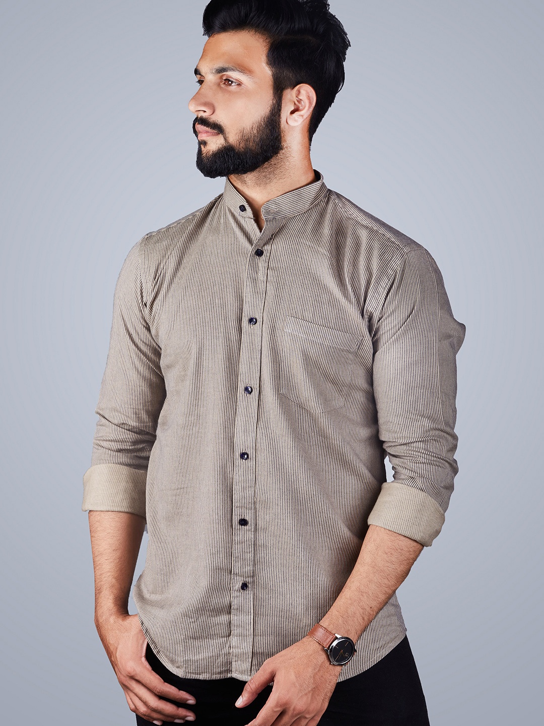 INDIAN THREADS India Slim Vertical Stripes Band Collar Slim Fit Cotton Casual Shirt, Brown
INDIAN THREADS India Slim Vertical Stripes Band Collar Slim Fit Cotton Casual Shirt, Brown