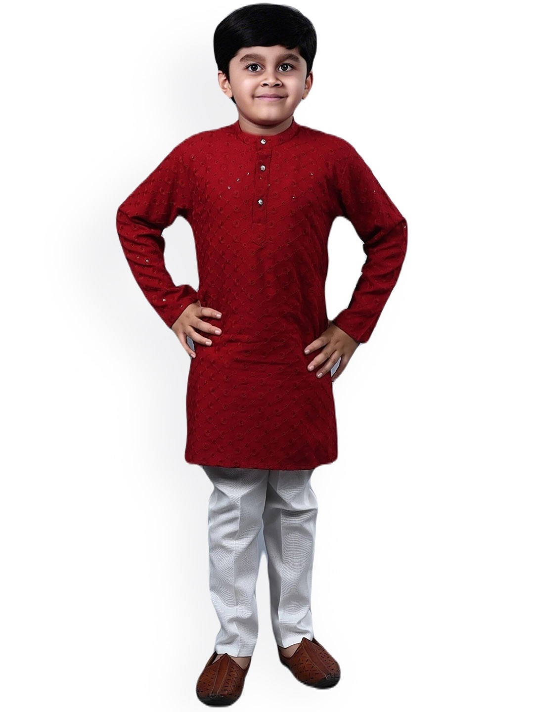 BAESD Boys Geometric Embroidered Mandarin Collar Sequinned Straight Kurta With Pyjama, Maroon
BAESD Boys Geometric Embroidered Mandarin Collar Sequinned Straight Kurta With Pyjama, Maroon