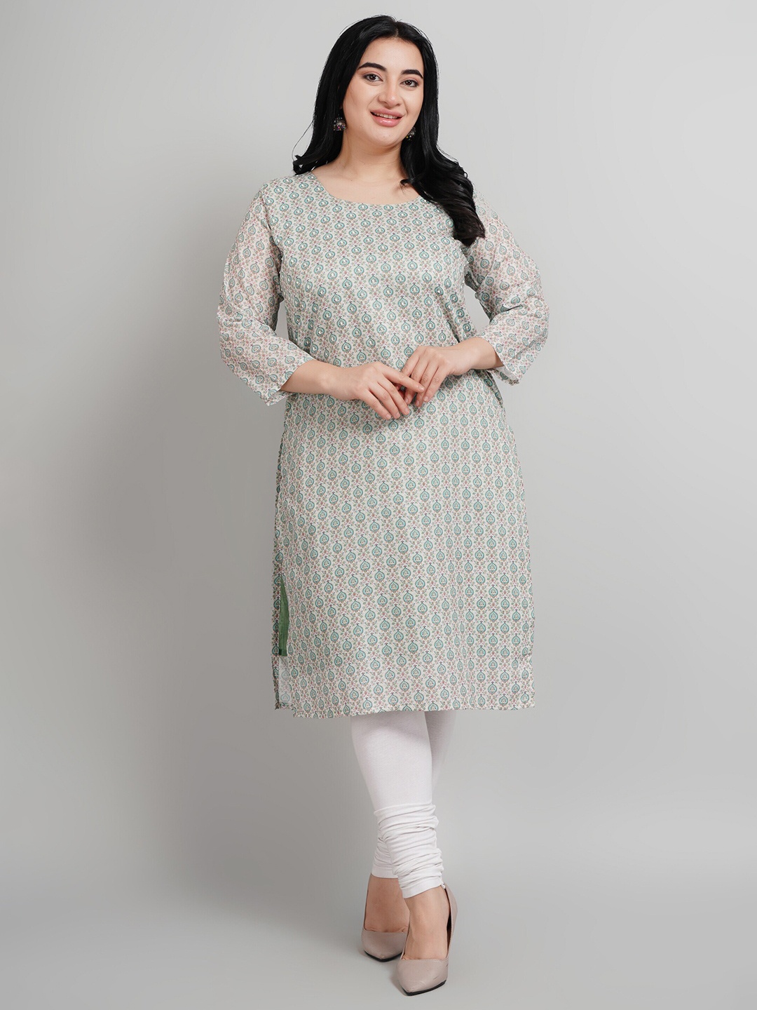 NAVGYA Plus Size Floral Printed Round Neck Three-Quarter Sleeves Straight Straight Kurta, White
NAVGYA Plus Size Floral Printed Round Neck Three-Quarter Sleeves Straight Straight Kurta, White