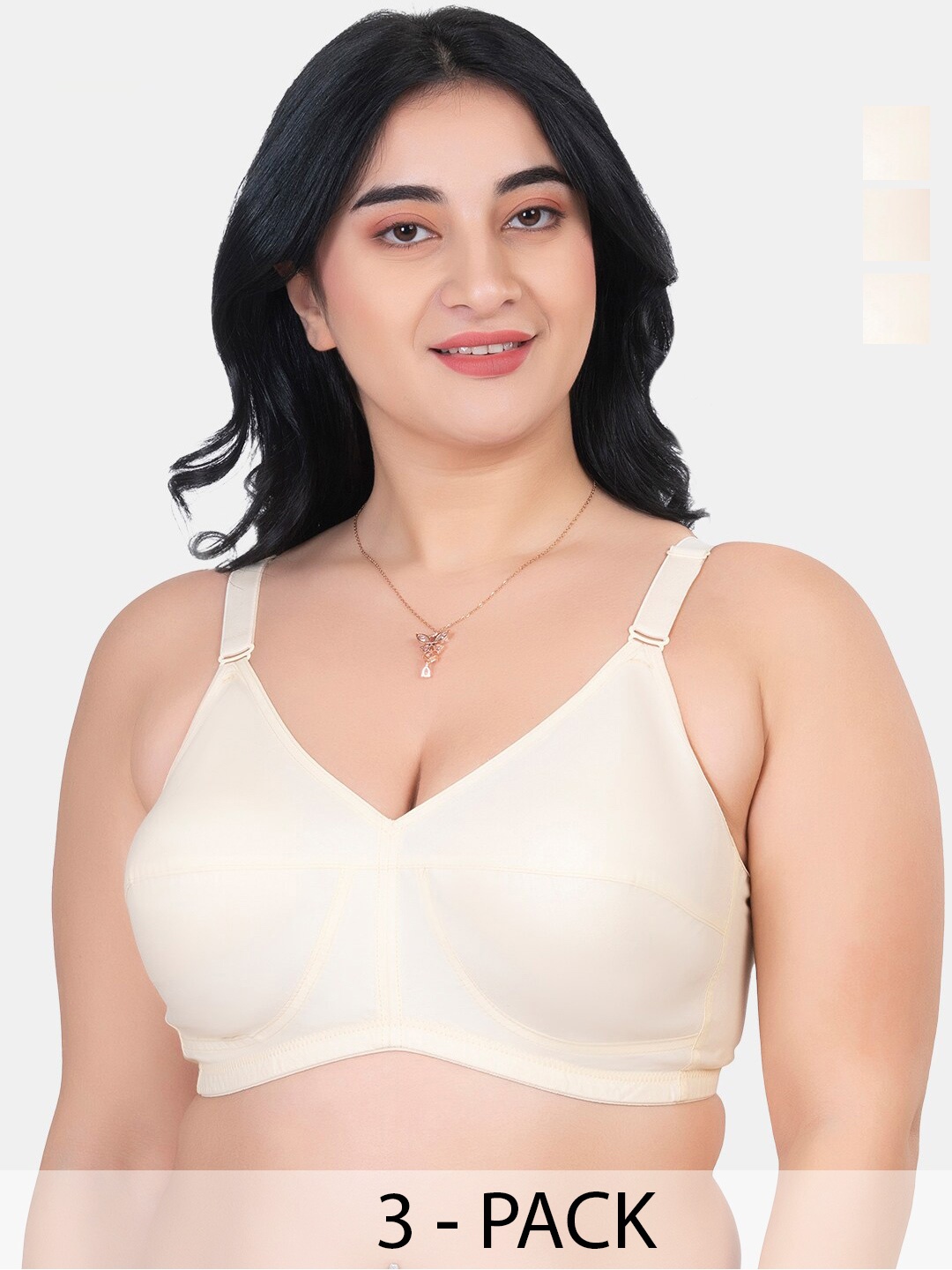 Souminie Pack Of 3 Pure Cotton Minimizer Bra Full Coverage Non Padded All Day Comfort, Beige
Souminie Pack Of 3 Pure Cotton Minimizer Bra Full Coverage Non Padded All Day Comfort, Beige