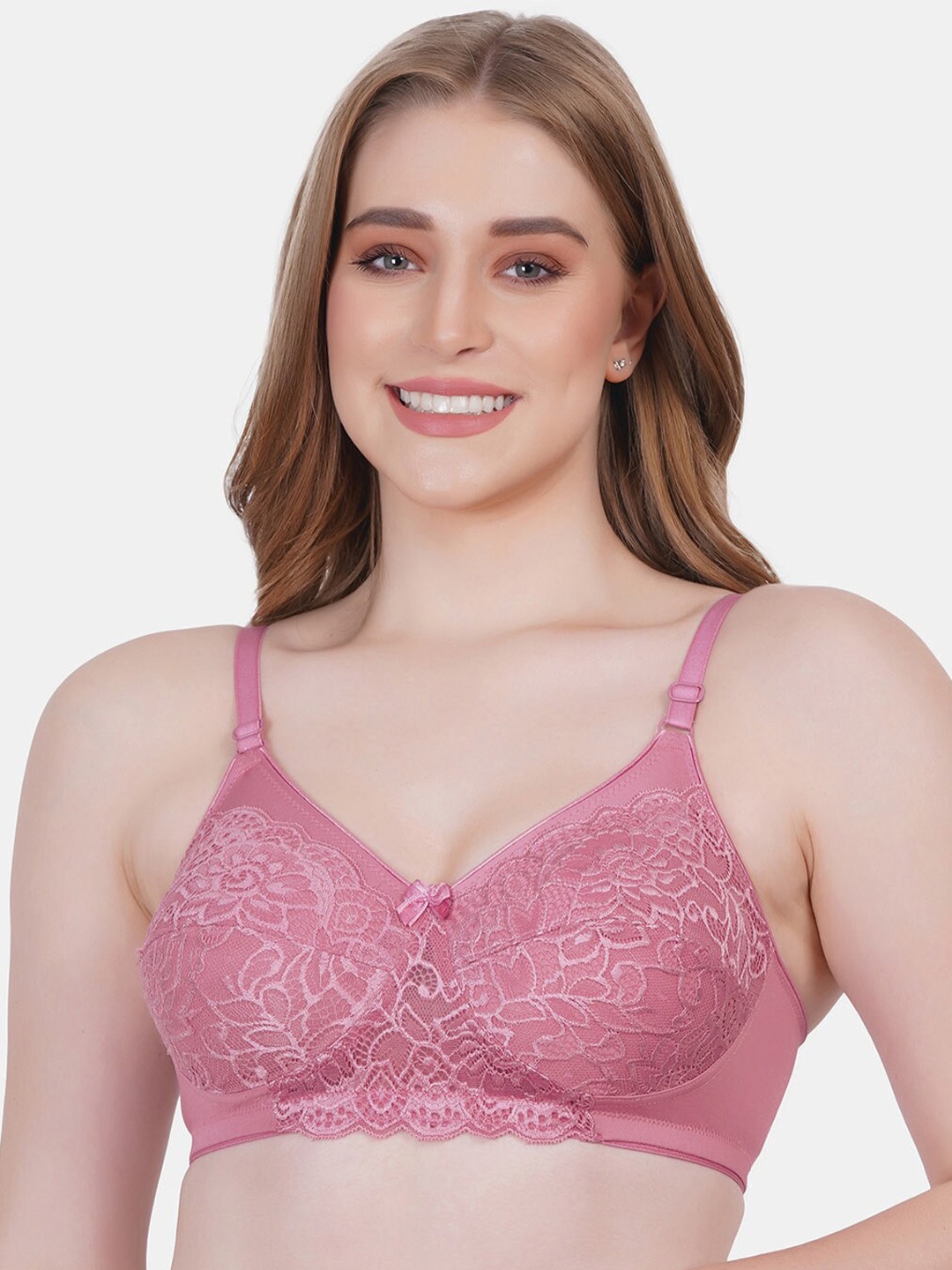 Reveira Floral Lace Medium Coverage Everyday Bra With All Day Comfort, Pink
Reveira Floral Lace Medium Coverage Everyday Bra With All Day Comfort, Pink