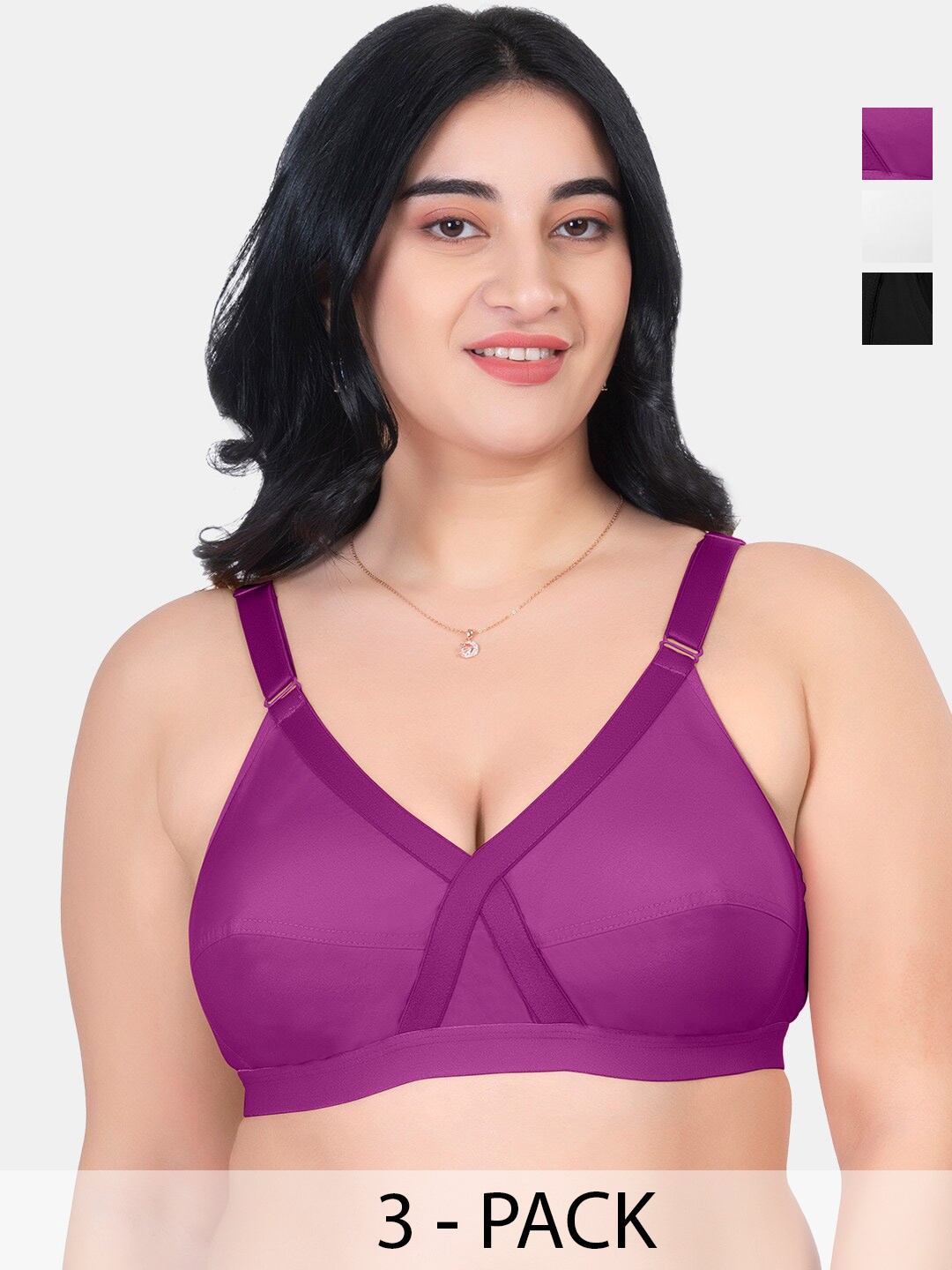KOMLI Pack Of 3 Non Padded Full Coverage Cotton Minimizer Bra- All Day Comfort, Black
KOMLI Pack Of 3 Non Padded Full Coverage Cotton Minimizer Bra- All Day Comfort, Black