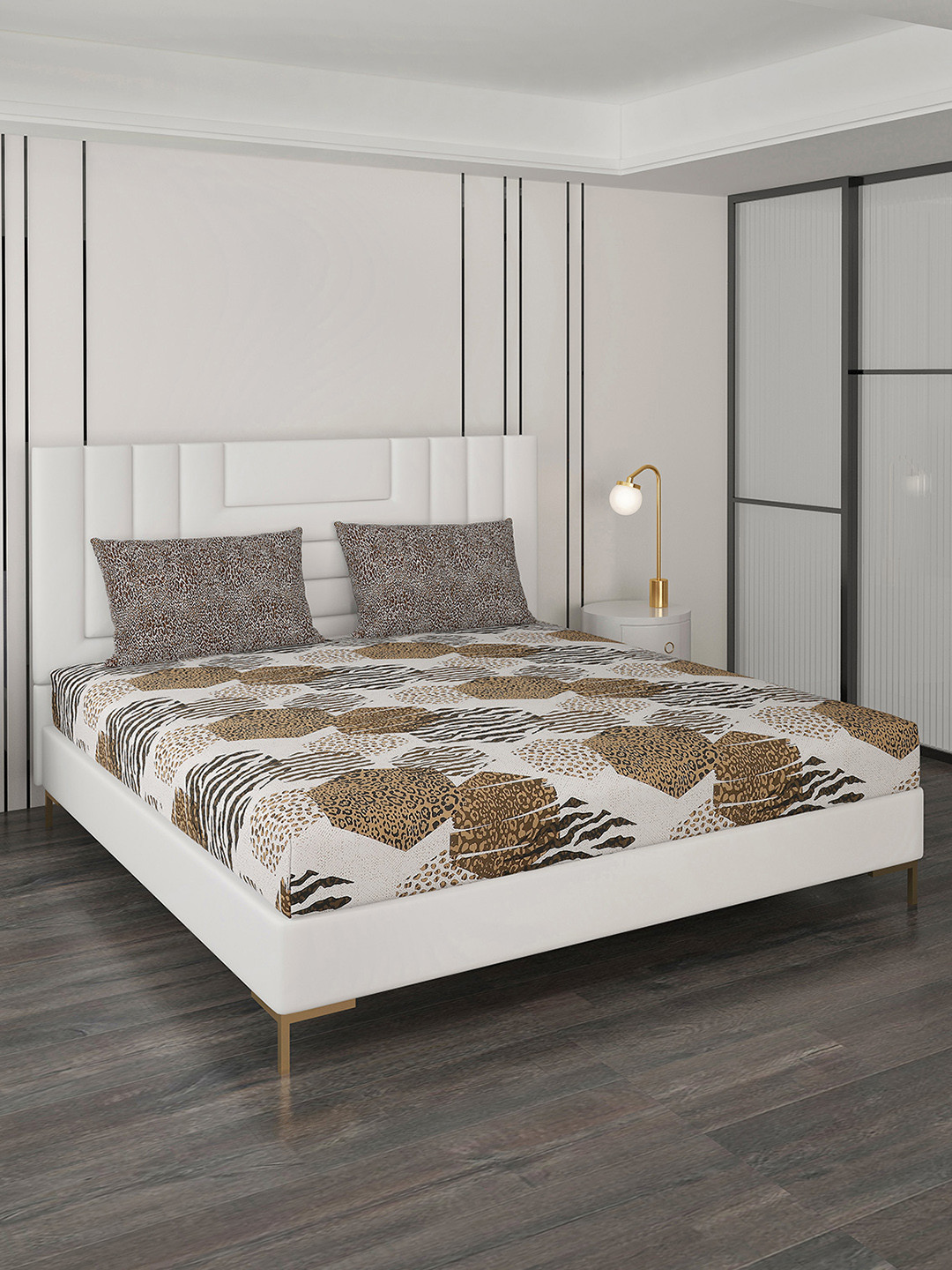 Monte Carlo Off White & Brown Abstract Cotton144 TC Queen Bedsheet with 2 Pillow Covers
Monte Carlo Off White & Brown Abstract Cotton144 TC Queen Bedsheet with 2 Pillow Covers