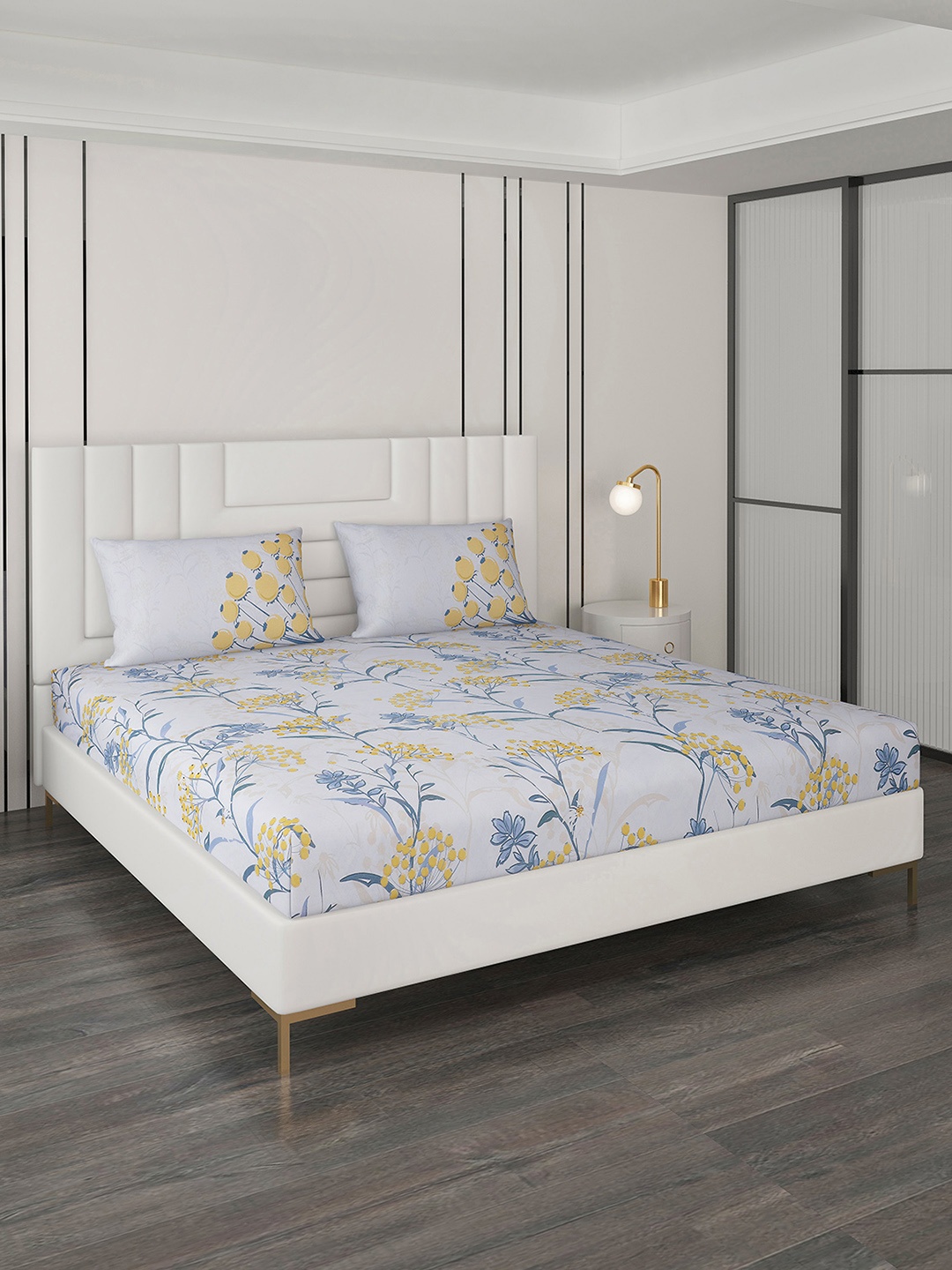 Monte Carlo Blue & Yellow Floral 300 TC King Bedsheet With 2 Pillow Covers, Lavender
Monte Carlo Blue & Yellow Floral 300 TC King Bedsheet With 2 Pillow Covers, Lavender