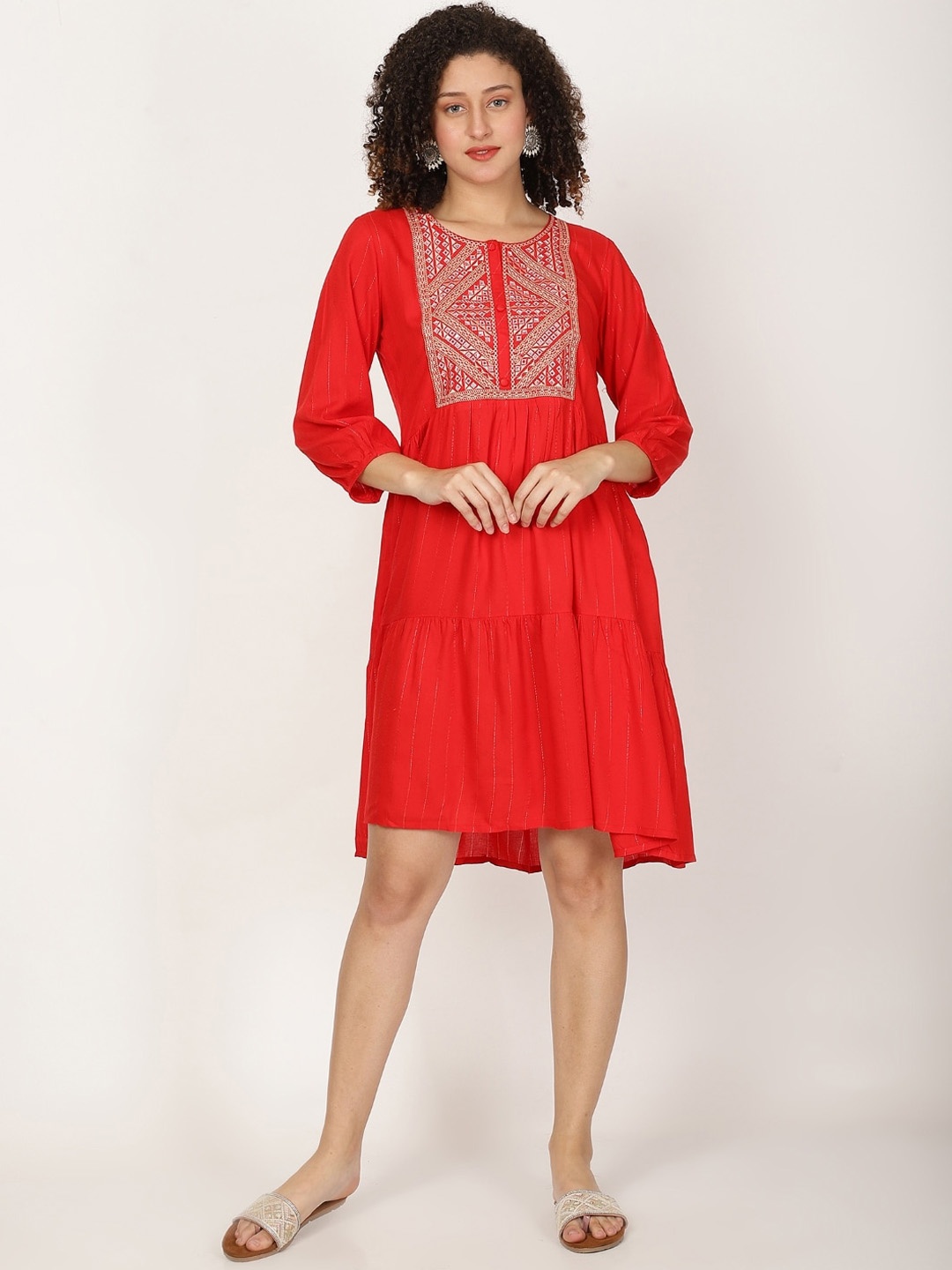 Rue Collection Ethnic Motifs Yoke Design Round Neck Thread Work A-Line Kurta, Red
Rue Collection Ethnic Motifs Yoke Design Round Neck Thread Work A-Line Kurta, Red