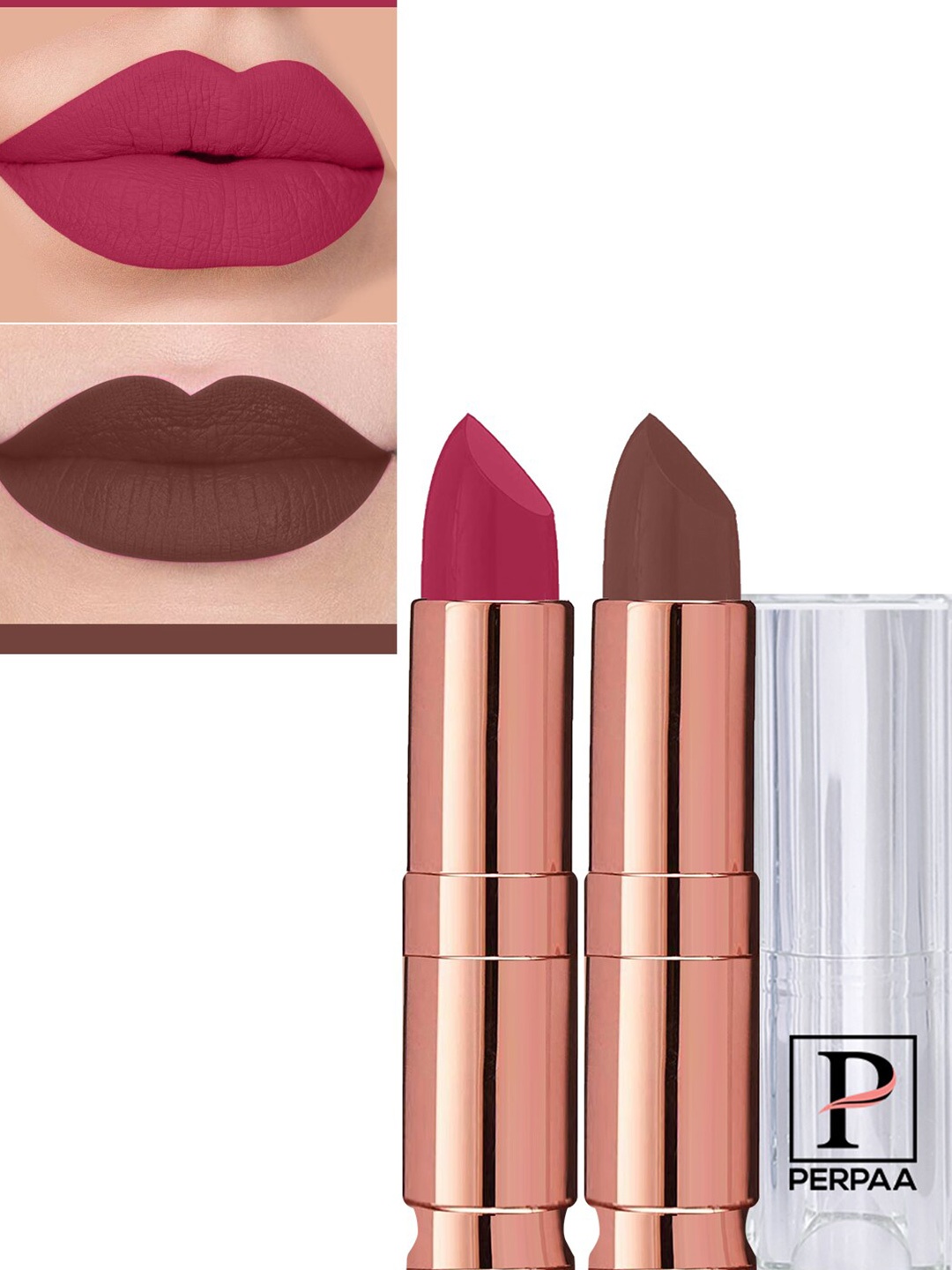PERPAA Set Of 2 Antique Velvet Matte Lipstick With Jojoba Oil - Brown 67 & Dark Magenta 92, Pink
PERPAA Set Of 2 Antique Velvet Matte Lipstick With Jojoba Oil - Brown 67 & Dark Magenta 92, Pink