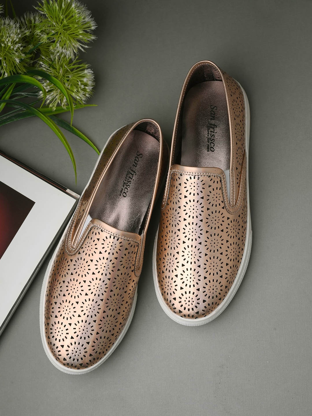 San Frissco Women Perforations Round Toe Memory Foam Lightweight Slip-On Sneakers, Copper
San Frissco Women Perforations Round Toe Memory Foam Lightweight Slip-On Sneakers, Copper