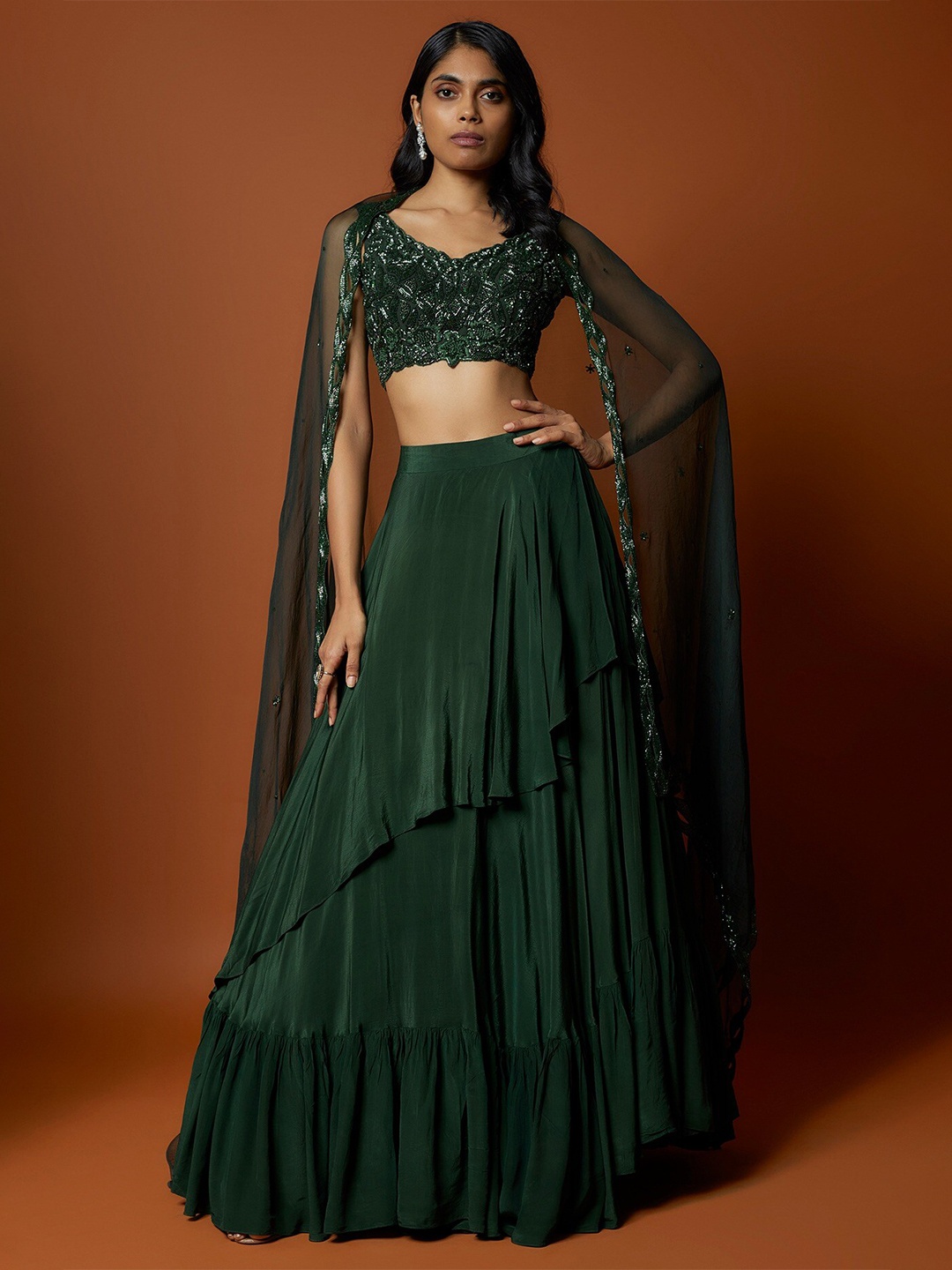Mehak Murpana Embellished Beads and Stones Ready to Wear Lehenga & Blouse With Dupatta, Green
Mehak Murpana Embellished Beads and Stones Ready to Wear Lehenga & Blouse With Dupatta, Green