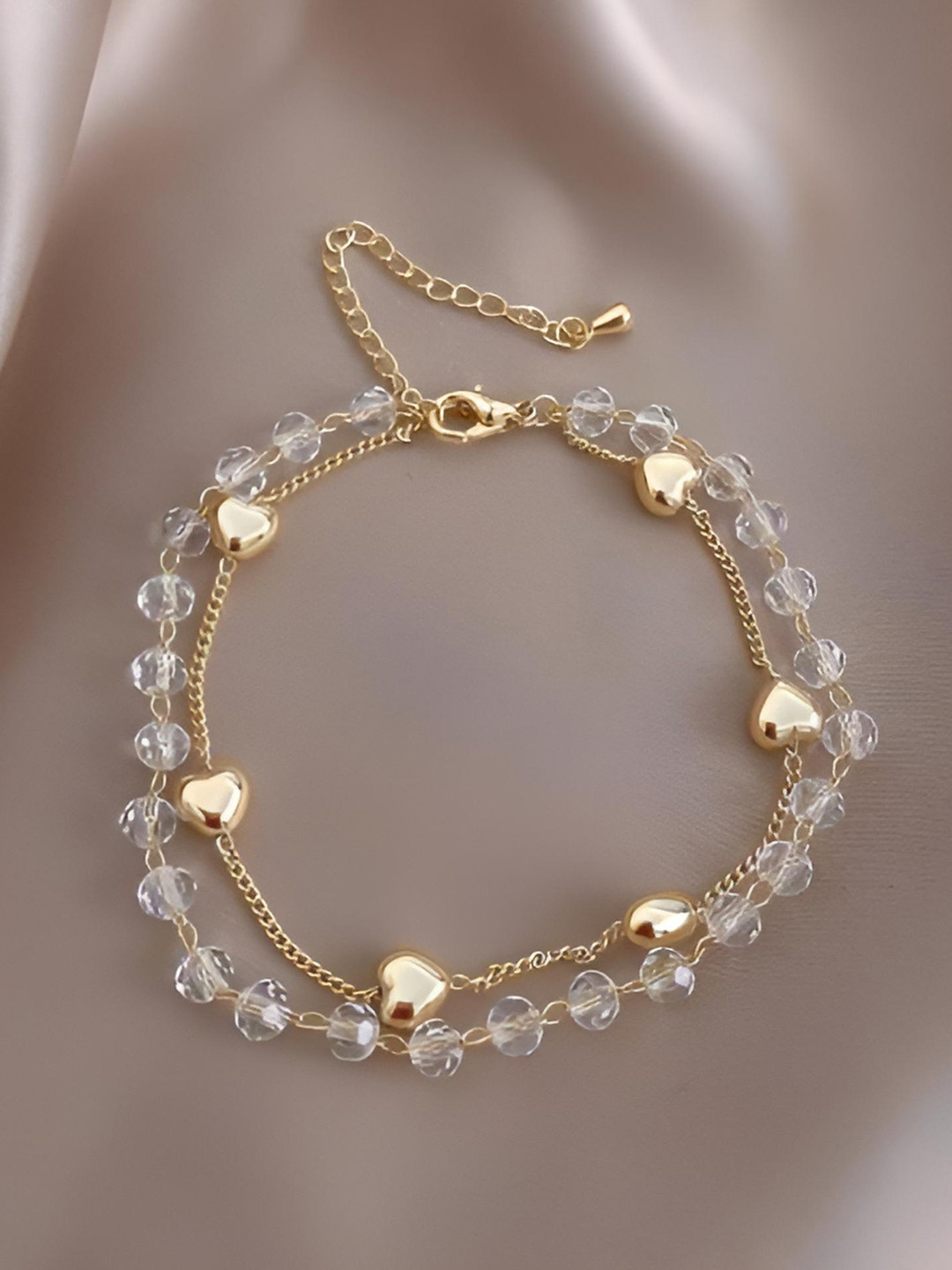 Goho Artificial Stones and Beads Link Bracelet, Gold
Goho Artificial Stones and Beads Link Bracelet, Gold