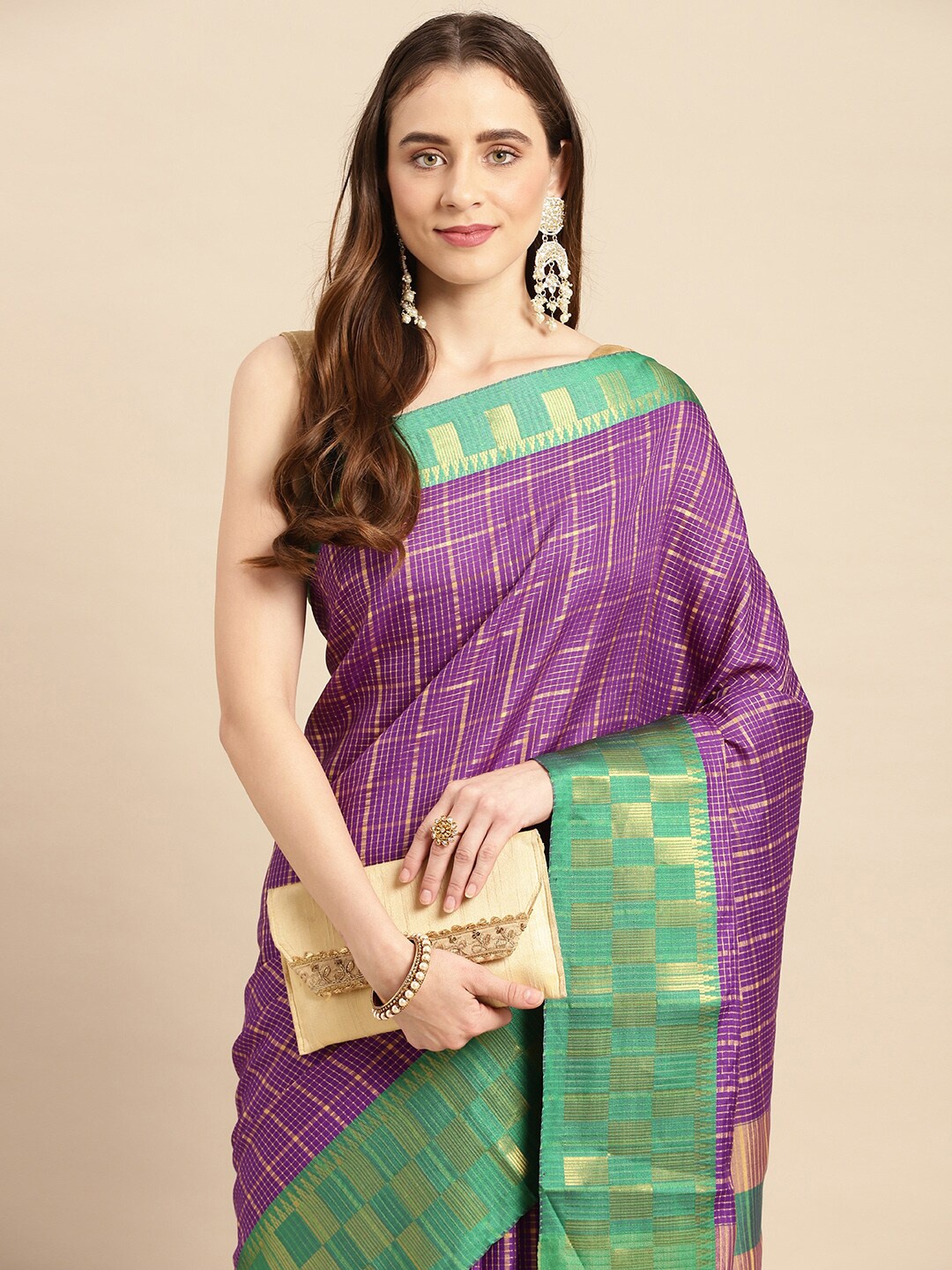 PATLIPALLU Woven Design Zari Saree, Blue