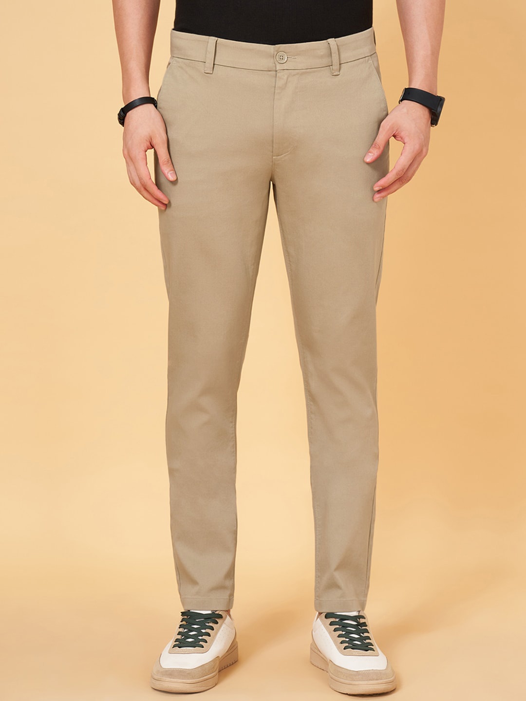 BYFORD by Pantaloons Men Slim Fit Low-Rise Plain Regular Trousers Trousers, Khaki
BYFORD by Pantaloons Men Slim Fit Low-Rise Plain Regular Trousers Trousers, Khaki