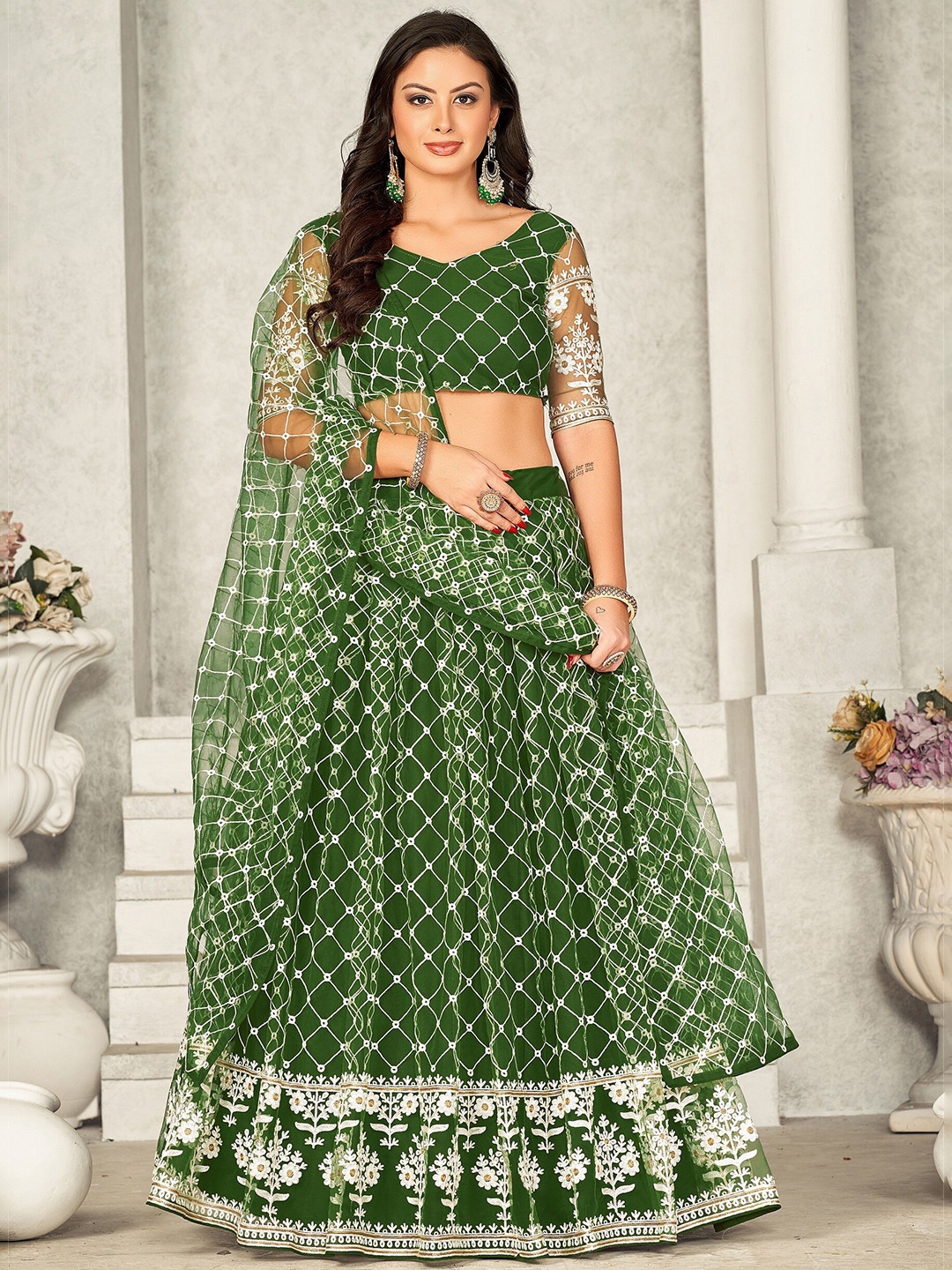 Warthy Ent Embroidered Thread Work Semi-Stitched Lehenga & Unstitched Blouse With Dupatta, Green
Warthy Ent Embroidered Thread Work Semi-Stitched Lehenga & Unstitched Blouse With Dupatta, Green