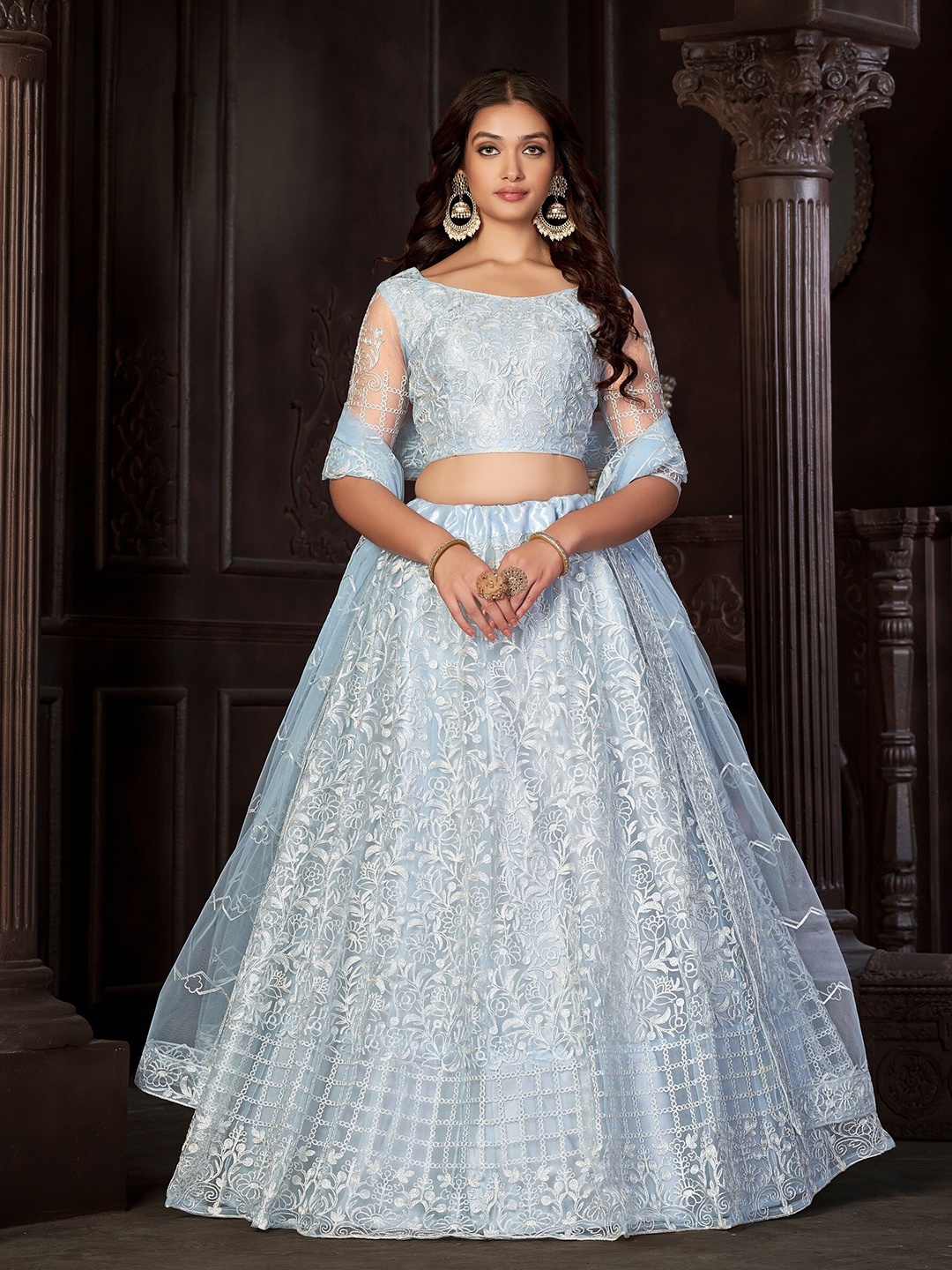 Warthy Ent Embroidered Net Semi-Stitched Lehenga & Unstitched Blouse With Dupatta, Blue
Warthy Ent Embroidered Net Semi-Stitched Lehenga & Unstitched Blouse With Dupatta, Blue