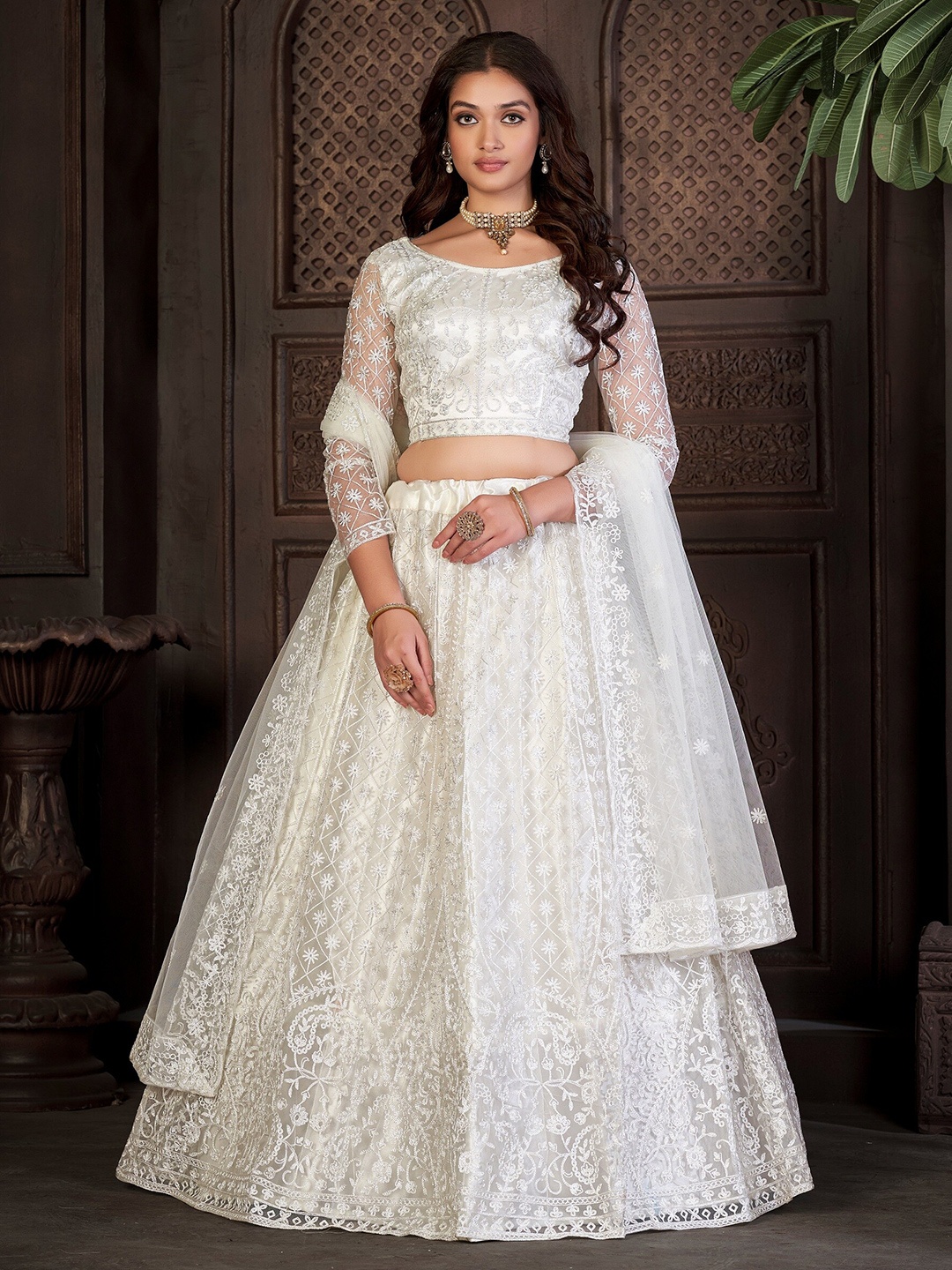 Warthy Ent Embroidered Thread Work Semi-Stitched Lehenga & Unstitched Blouse With Dupatta, White
Warthy Ent Embroidered Thread Work Semi-Stitched Lehenga & Unstitched Blouse With Dupatta, White
