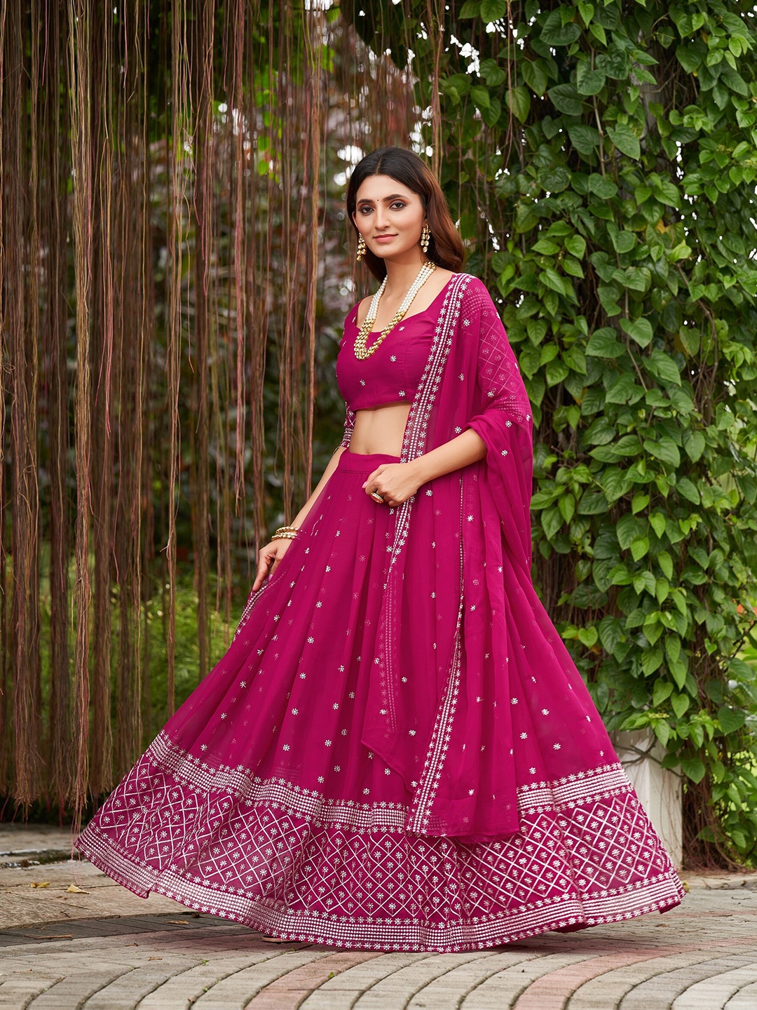 Warthy Ent Embroidered Thread Work Semi-Stitched Lehenga & Unstitched Blouse With Dupatta, Pink
Warthy Ent Embroidered Thread Work Semi-Stitched Lehenga & Unstitched Blouse With Dupatta, Pink
