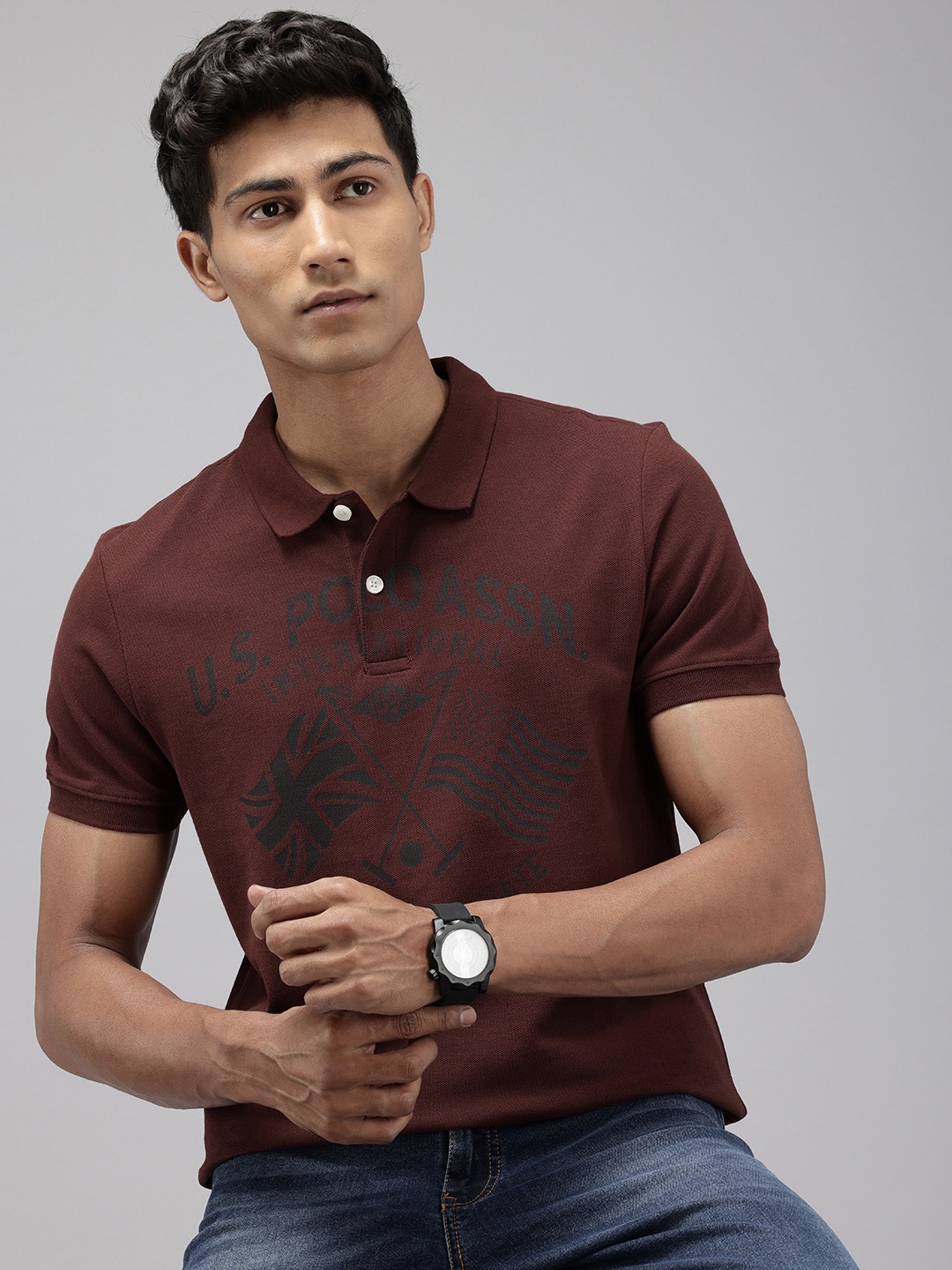 U.S. Polo Assn. Denim Co. Typography Printed Polo Collar Pure Cotton Slim Fit T-shirt, Maroon
U.S. Polo Assn. Denim Co. Typography Printed Polo Collar Pure Cotton Slim Fit T-shirt, Maroon
