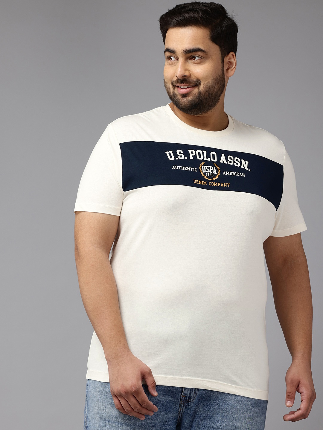 U.S. Polo Assn. Denim Co. Plus Size Typography Print Pure Cotton Slim Fit T-shirt, Off white
U.S. Polo Assn. Denim Co. Plus Size Typography Print Pure Cotton Slim Fit T-shirt, Off white