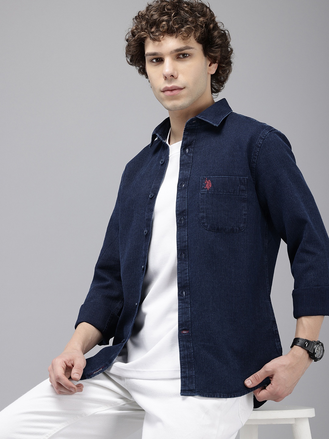 U.S. Polo Assn. Denim Co. Pure Cotton Self Design Textured Slim Fit Opaque Casual Shirt, Navy blue
U.S. Polo Assn. Denim Co. Pure Cotton Self Design Textured Slim Fit Opaque Casual Shirt, Navy blue