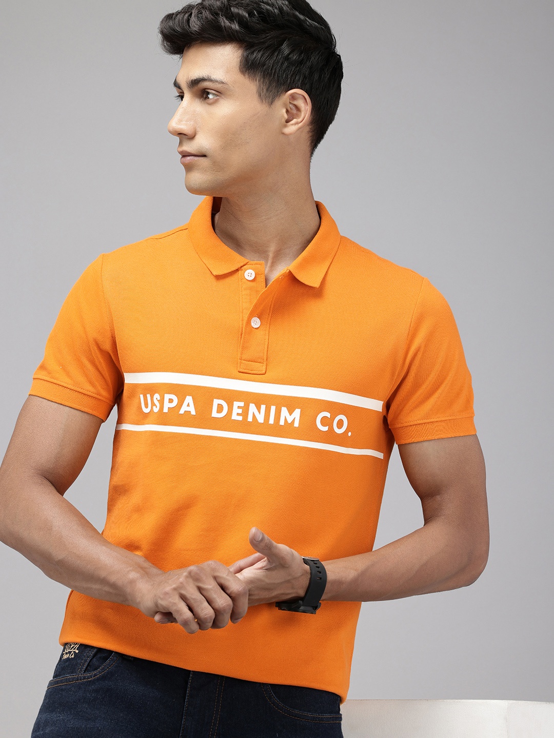 U.S. Polo Assn. Denim Co. Brand Logo Printed Polo Collar Pure Cotton Slim Fit T-shirt, Orange
U.S. Polo Assn. Denim Co. Brand Logo Printed Polo Collar Pure Cotton Slim Fit T-shirt, Orange