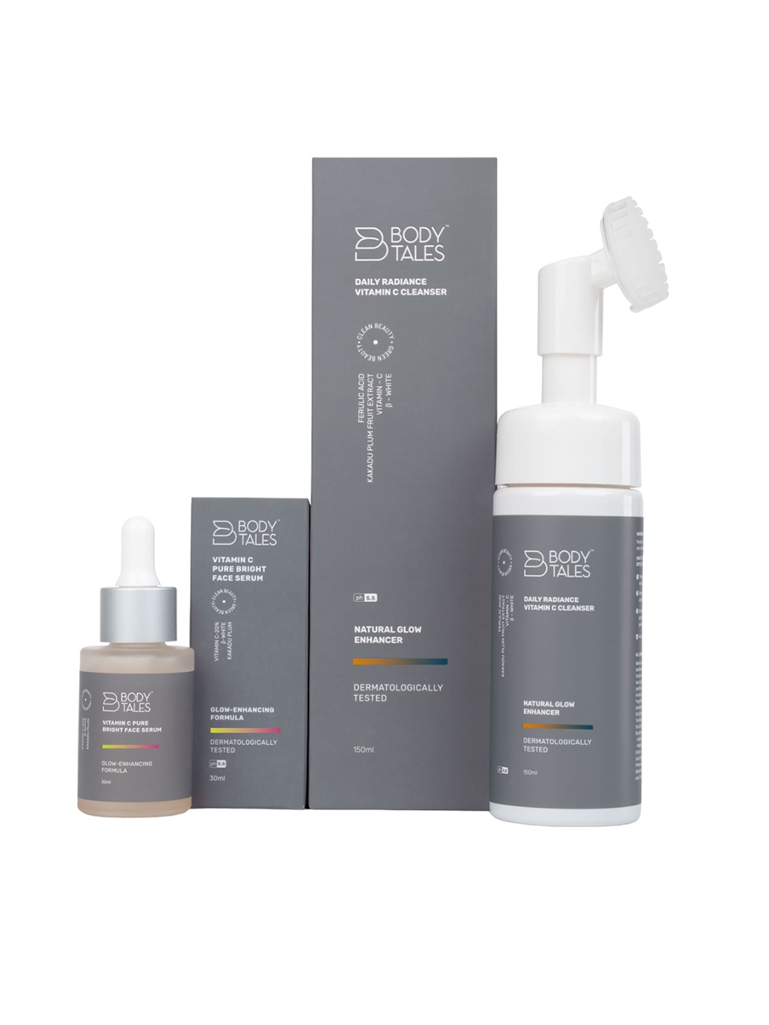 BODYTALES Set of Vitamin C Face Serum 30 ml + Daily Radiance Vitamin C Cleanser 150 ml, Grey
BODYTALES Set of Vitamin C Face Serum 30 ml + Daily Radiance Vitamin C Cleanser 150 ml, Grey