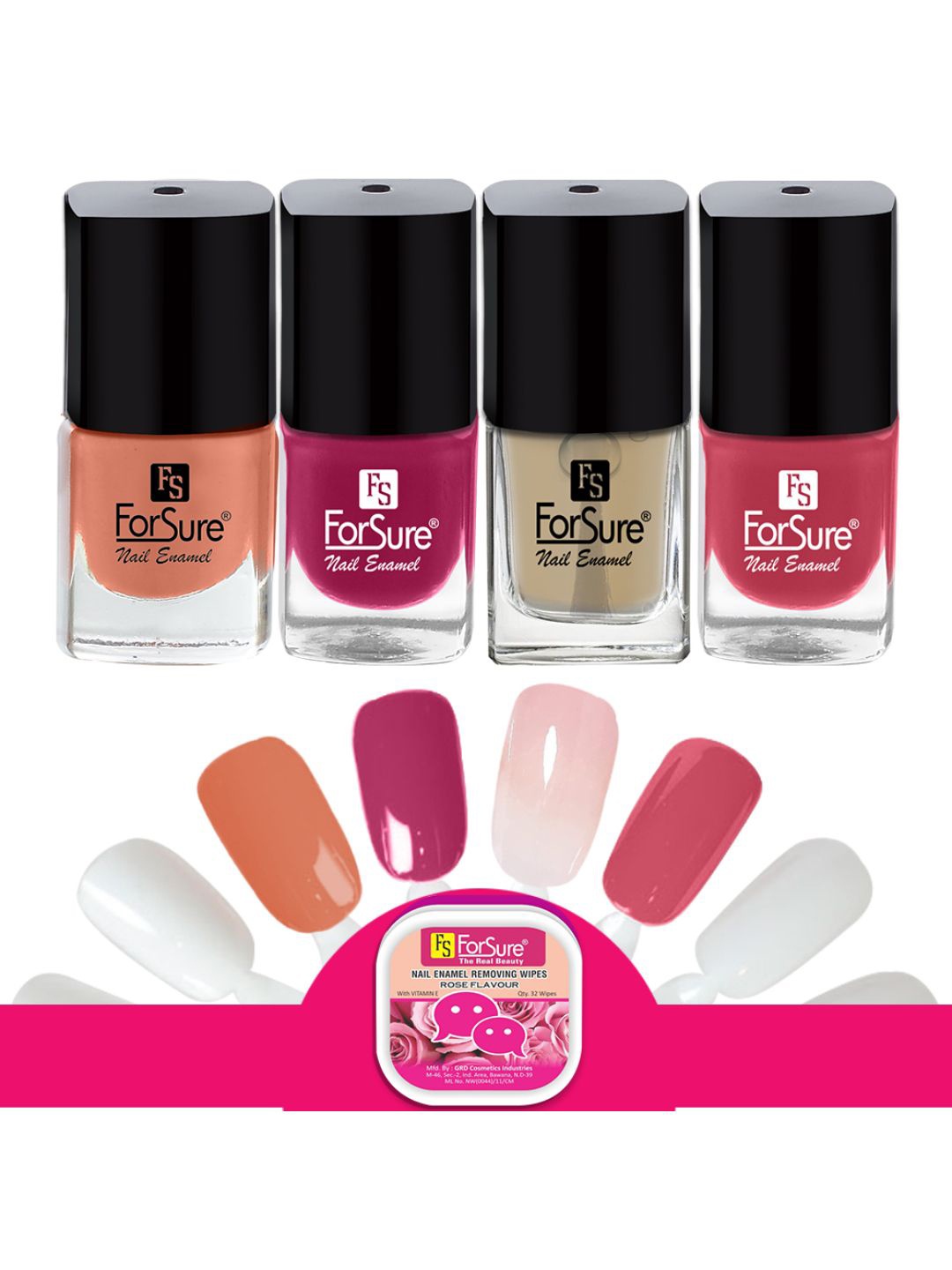 ForSure Set Of 4 Trendy Long-Lasting Nail Polish 5ml Each - Shades 119-101-102-103, Pink
ForSure Set Of 4 Trendy Long-Lasting Nail Polish 5ml Each - Shades 119-101-102-103, Pink