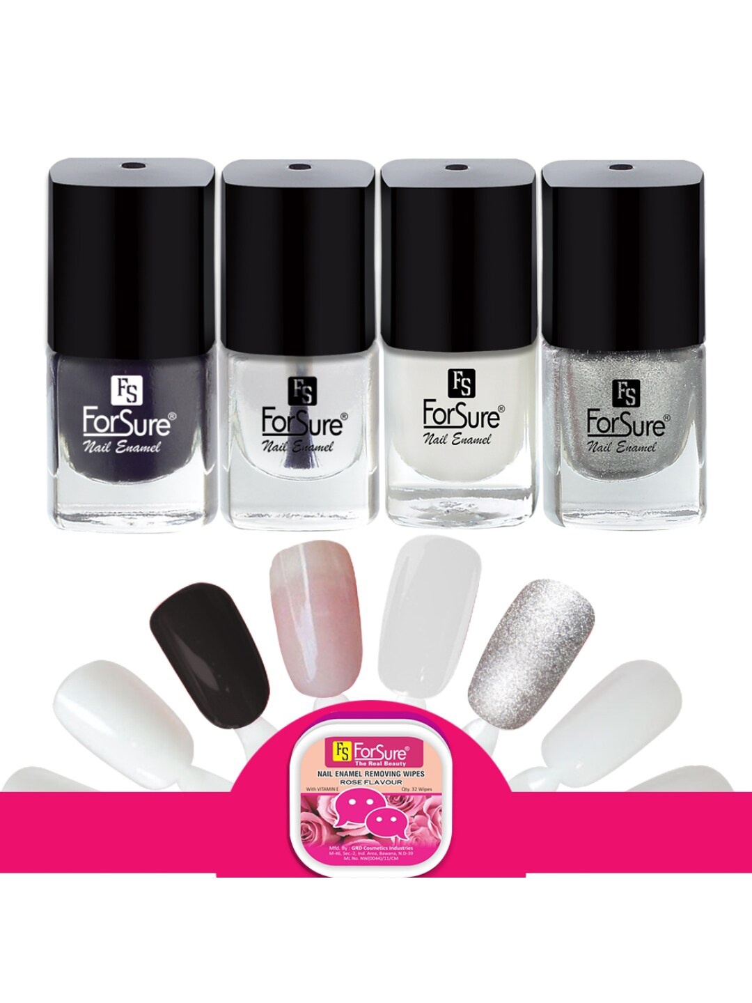 ForSure Trendy Set Of 4 Long Lasting Nail Enamel-5ml Each-114-115 -118-105, Black
ForSure Trendy Set Of 4 Long Lasting Nail Enamel-5ml Each-114-115 -118-105, Black