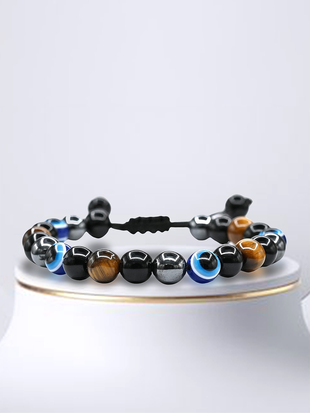 MEENAZ Unisex Silver-Plated Evil Eye Beaded Stainless Steel Wraparound Bracelet, Black
MEENAZ Unisex Silver-Plated Evil Eye Beaded Stainless Steel Wraparound Bracelet, Black