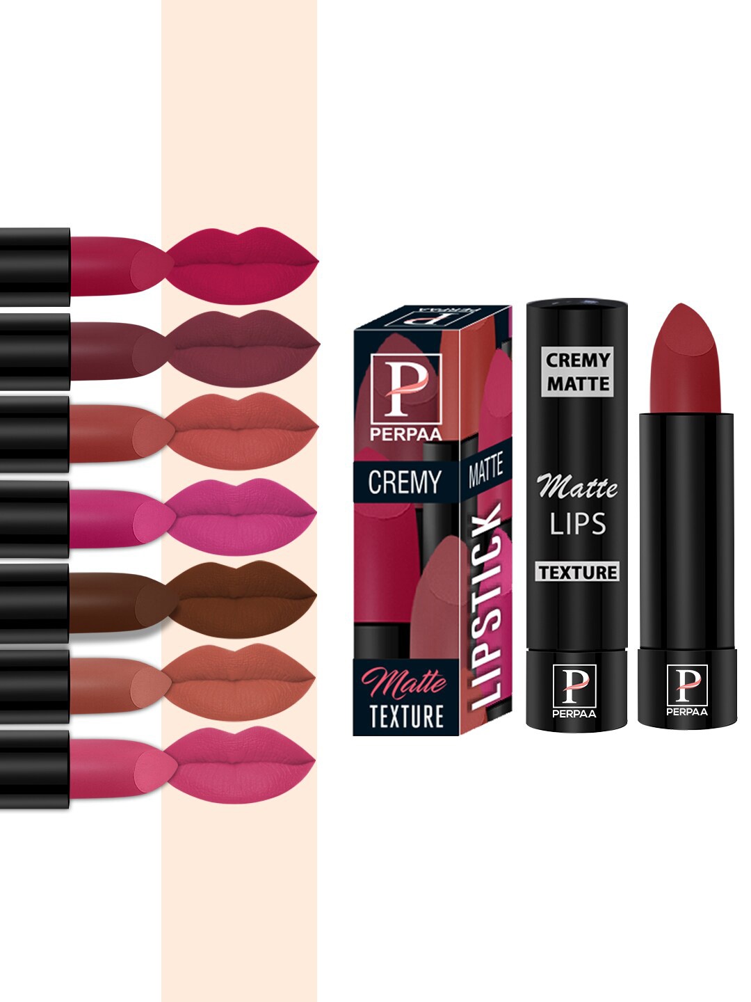 PERPAA Set of 8 Cremy Matte Smudge-Proof Lipstick - Shade 60-62-67-71-73-80-84-86, Multi
PERPAA Set of 8 Cremy Matte Smudge-Proof Lipstick - Shade 60-62-67-71-73-80-84-86, Multi