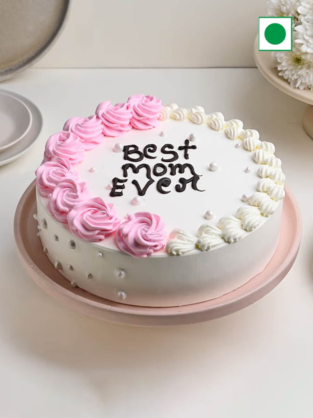 Floweraura Mother's Day Round Eggless Pearl Topped Butterscotch Flavour Cake -3 kg, White
Floweraura Mother's Day Round Eggless Pearl Topped Butterscotch Flavour Cake -3 kg, White