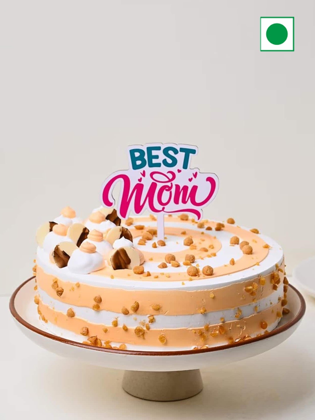 Floweraura Mother's Day Round Eggless Butterscotch Flavour Cake with Topper -2kg, White
Floweraura Mother's Day Round Eggless Butterscotch Flavour Cake with Topper -2kg, White