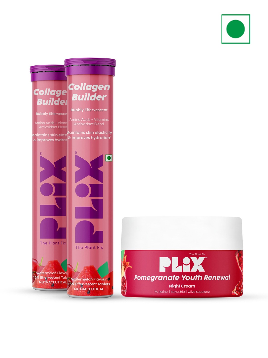 PLIX THE PLANT FIX Set Of 2 Collagen Builder Tablets - 15 Tablets Each & Night Cream - 50g, Red
PLIX THE PLANT FIX Set Of 2 Collagen Builder Tablets - 15 Tablets Each & Night Cream - 50g, Red