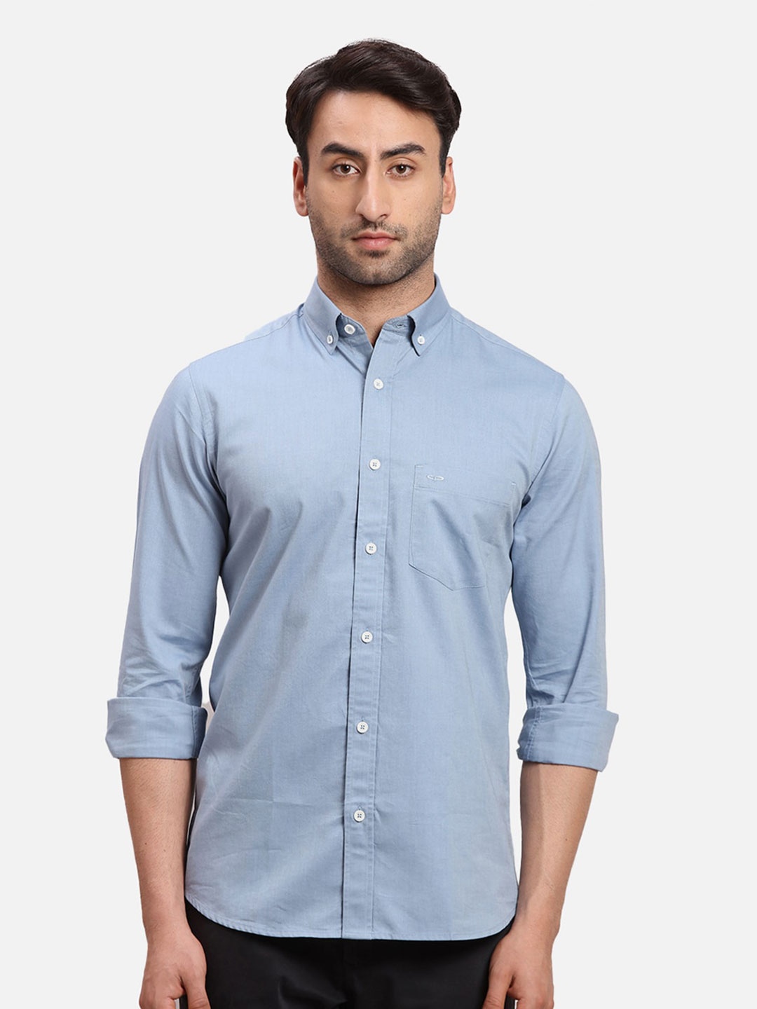 

ColorPlus Cotton Button-Down Collar Casual Shirt, Blue