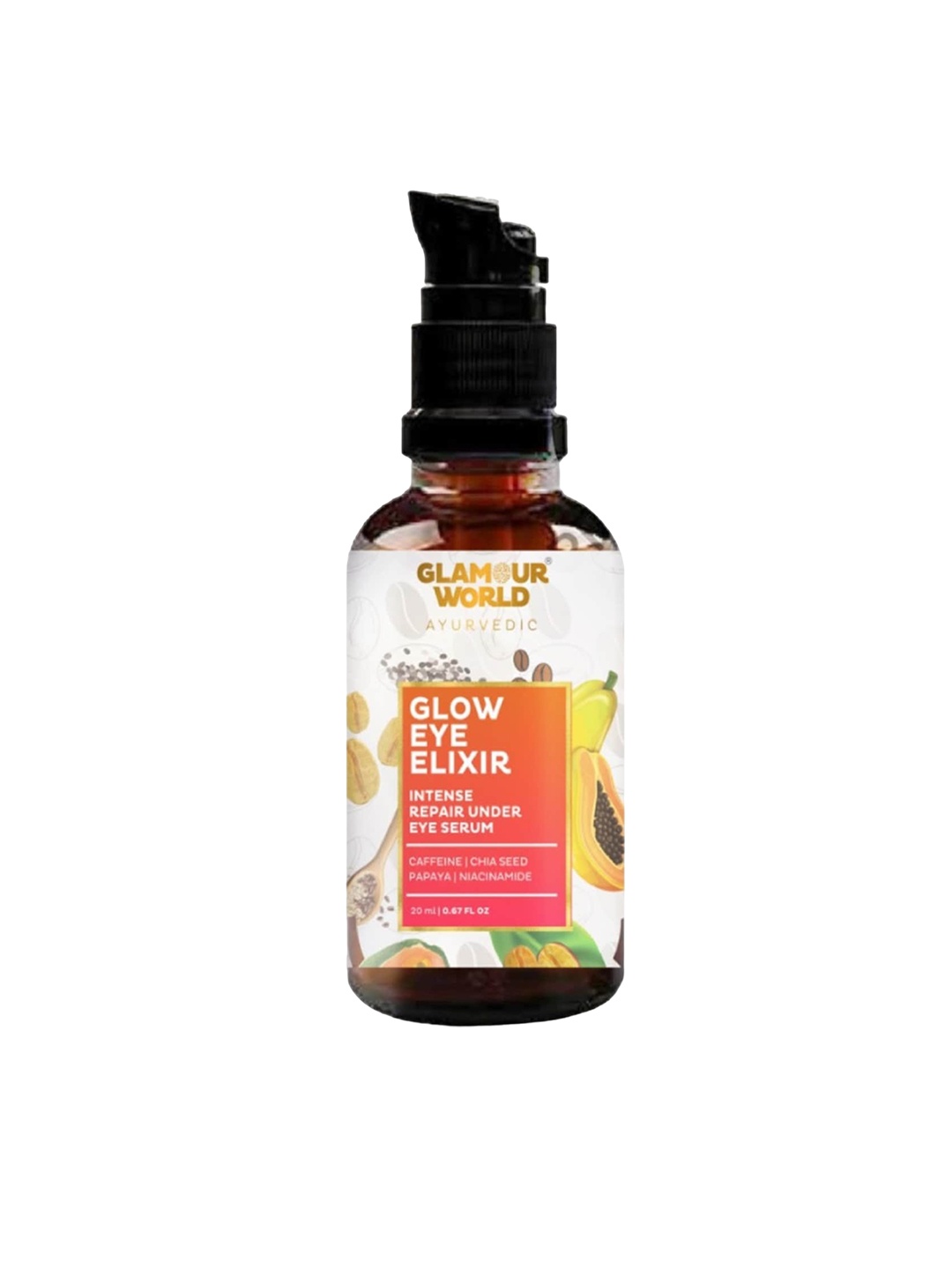 Glamour World Ayurvedic Glow Eye Elixir Intense Repair Under Eye Serum - 20ml, Transparent
Glamour World Ayurvedic Glow Eye Elixir Intense Repair Under Eye Serum - 20ml, Transparent