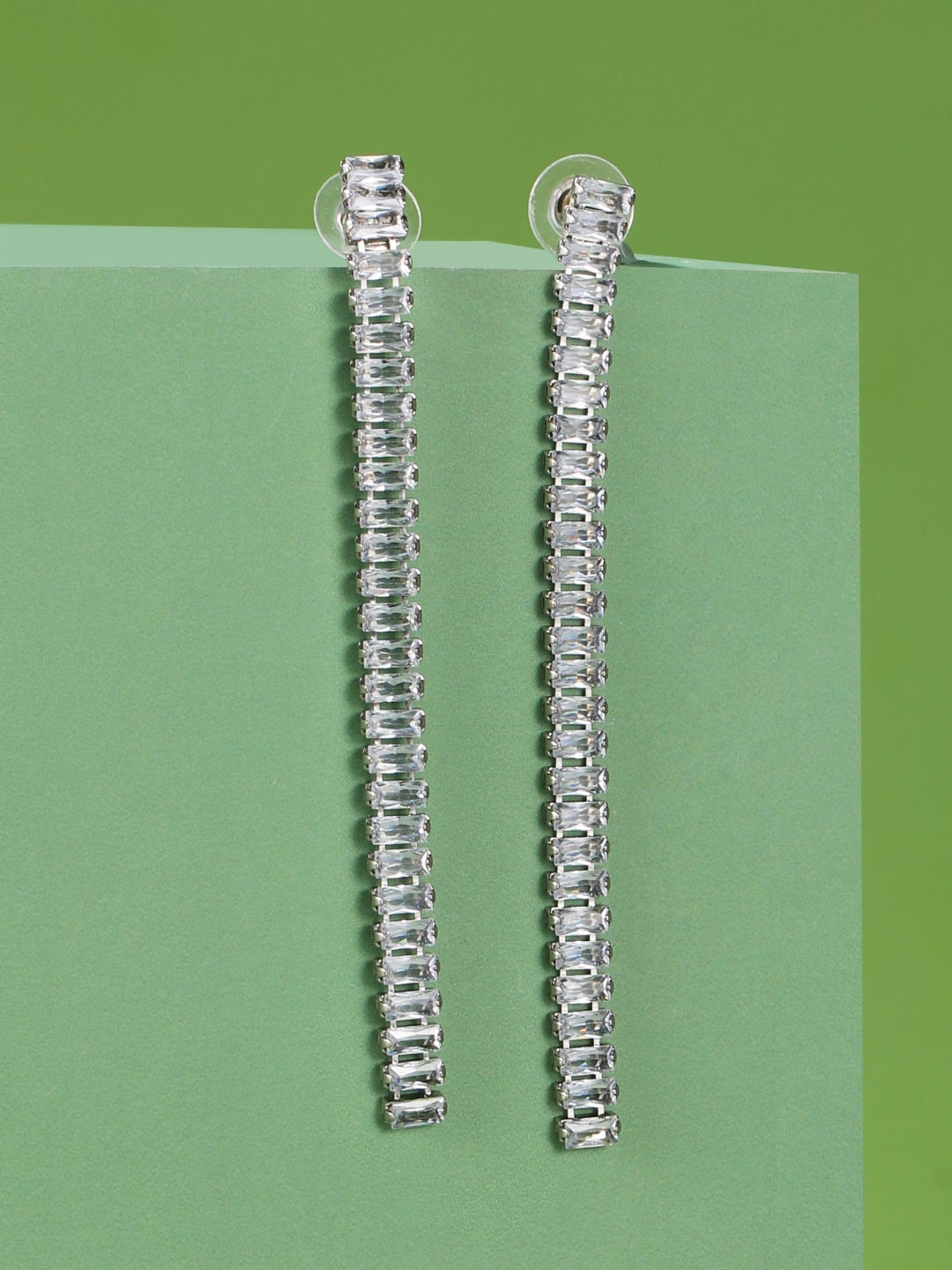 Stylecast X KPOP Silver-Plated Rhinestone Drop Earrings 
Stylecast X KPOP Silver-Plated Rhinestone Drop Earrings