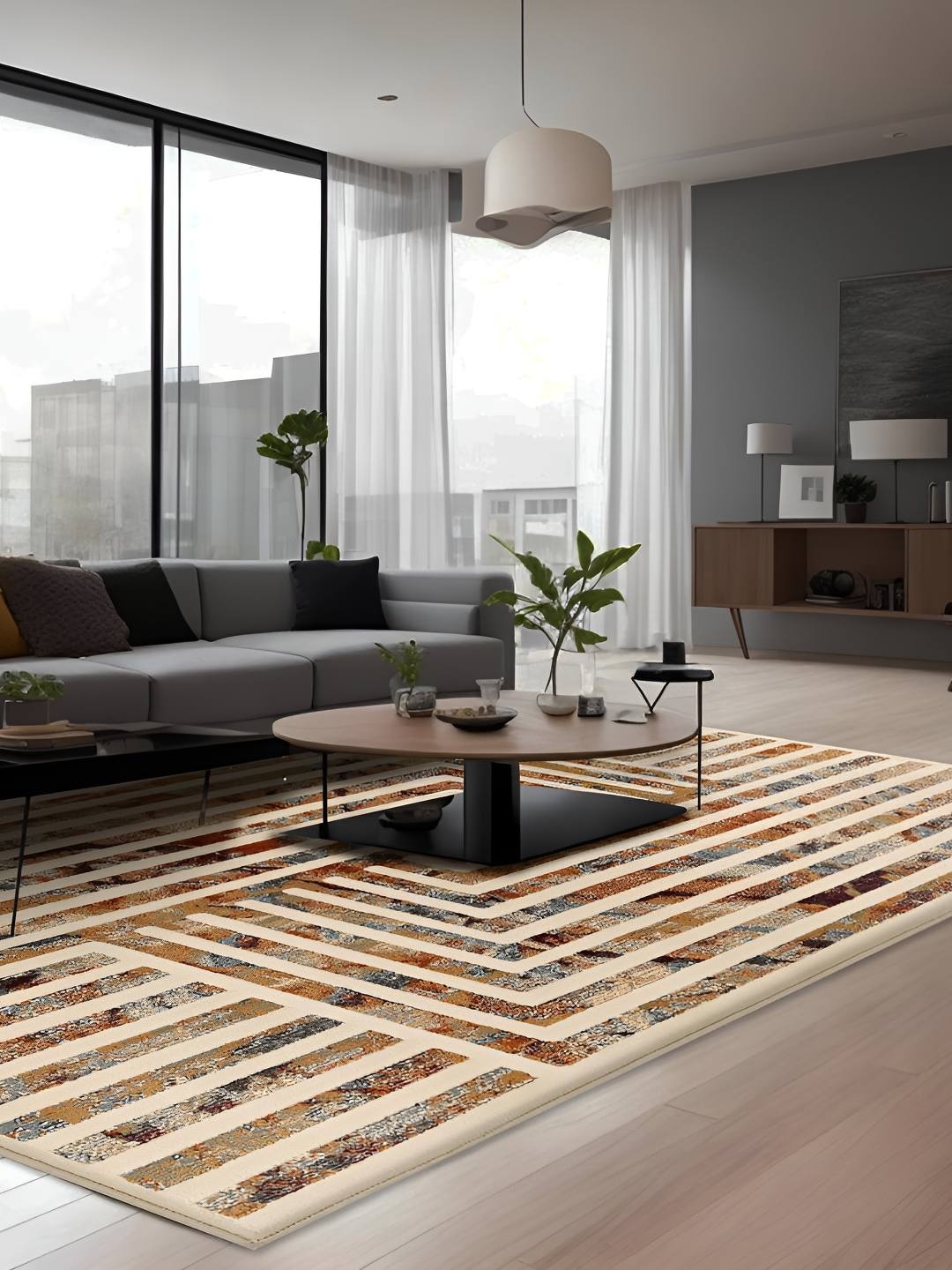 

Sapana Carpet-Mats Beige Geometric No Shredding Polypropylene Carpet