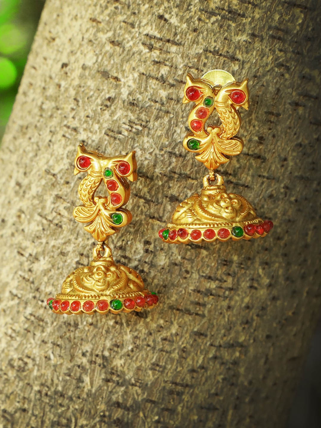 

Adwitiya Collection Dome Shaped Jhumkas Earrings, Gold
