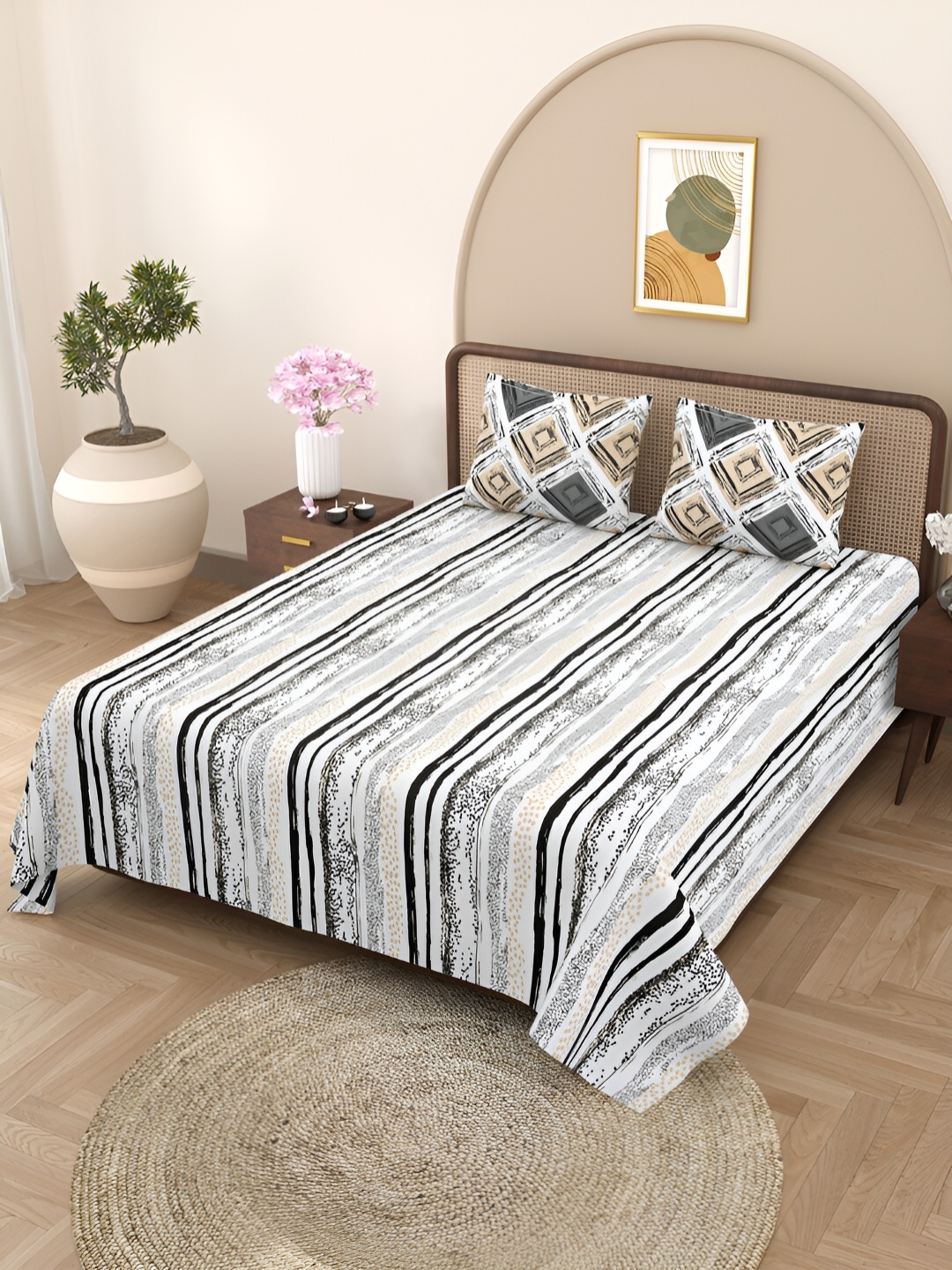 BELLA CASA Grey & White Printed Cotton 180 TC Queen Double Bedsheet with 2 Pillow Covers
BELLA CASA Grey & White Printed Cotton 180 TC Queen Double Bedsheet with 2 Pillow Covers