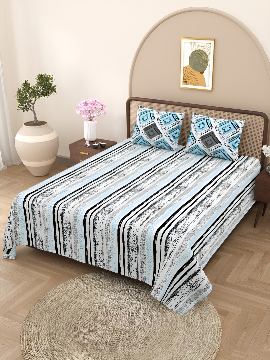 BELLA CASA Blue & White Printed Cotton 180 TC Queen Double Bedsheet with 2 Pillow Covers
BELLA CASA Blue & White Printed Cotton 180 TC Queen Double Bedsheet with 2 Pillow Covers