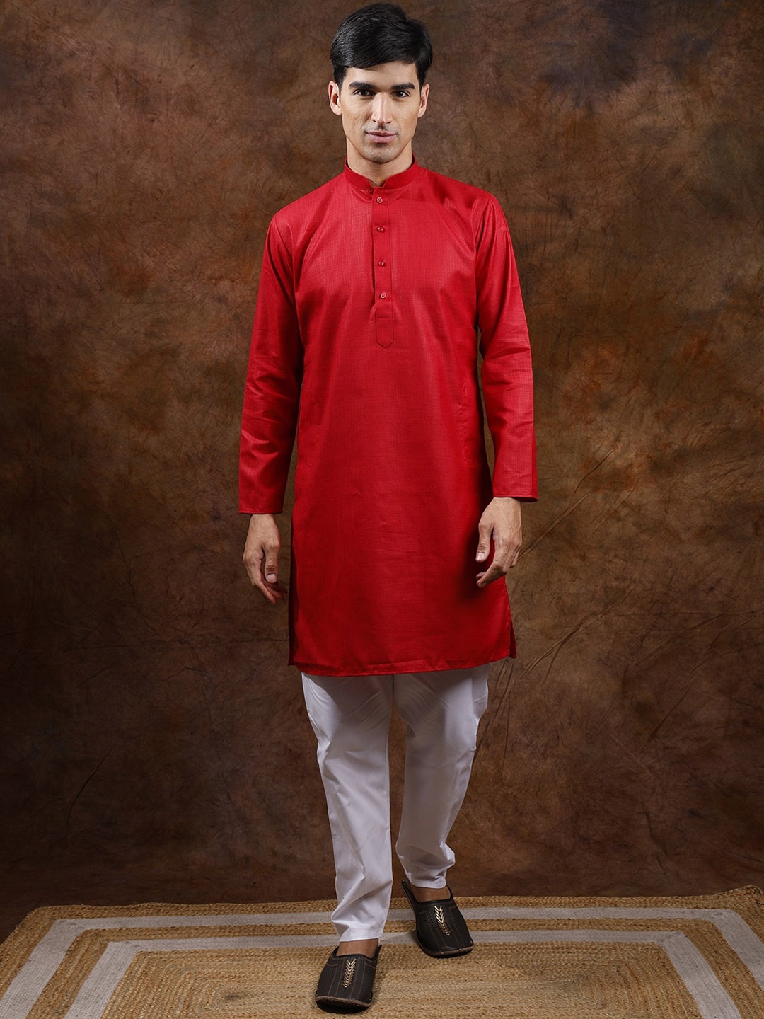 Exotic India Urban Red Pure Cotton Plain Casual Kurta with Elastic Waist White Pajama
Exotic India Urban Red Pure Cotton Plain Casual Kurta with Elastic Waist White Pajama