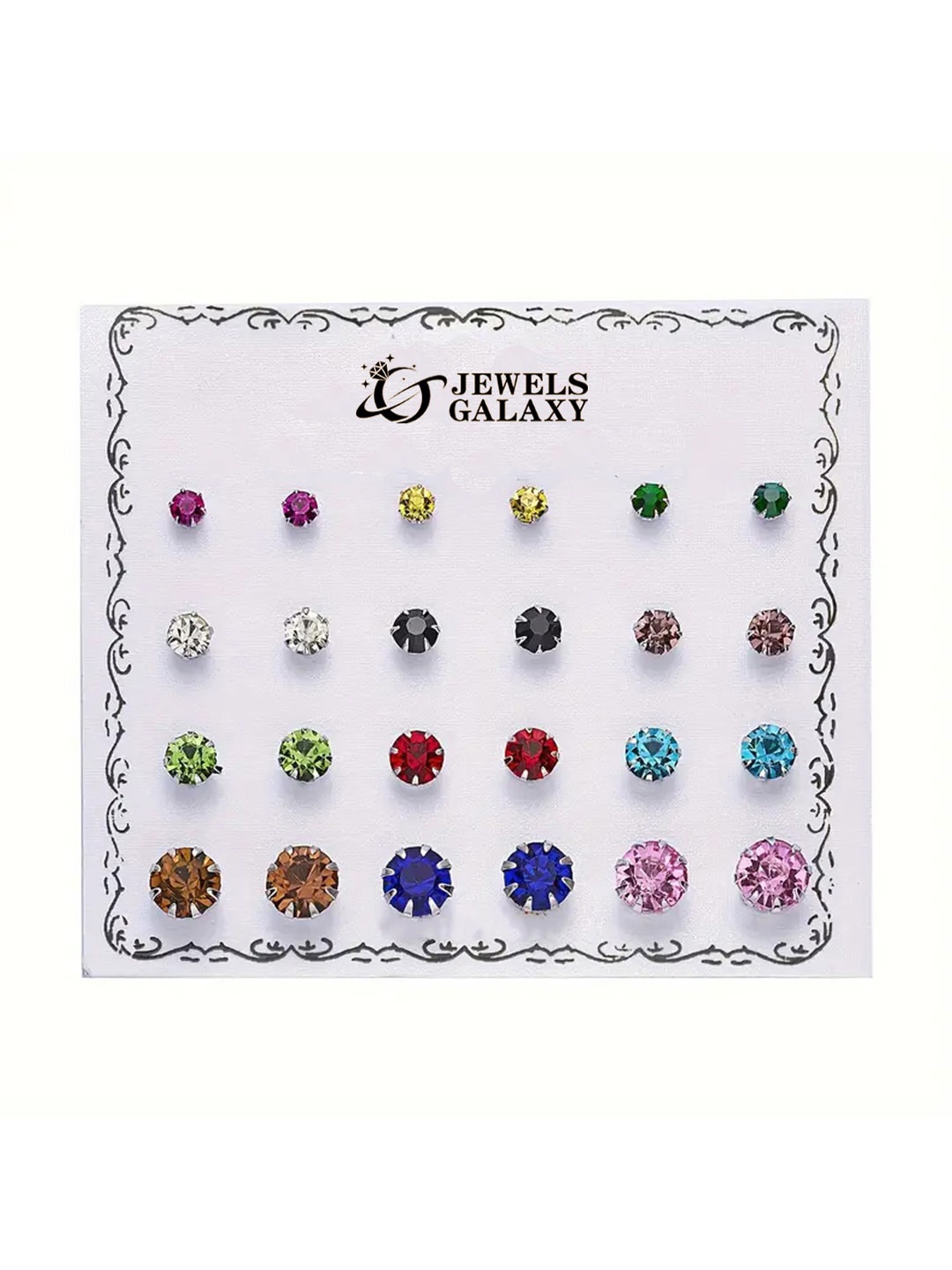Jewels Galaxy Set Of 12 Gold Plated Artificial Stones Studded Contemporary Studs Earrings, Silver
Jewels Galaxy Set Of 12 Gold Plated Artificial Stones Studded Contemporary Studs Earrings, Silver