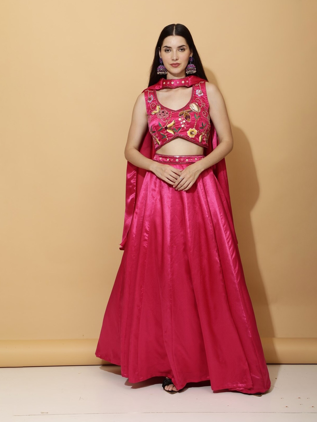 Laalzari Embellished Beads and Stones Ready to Wear Lehenga & Blouse With Dupatta, Pink
Laalzari Embellished Beads and Stones Ready to Wear Lehenga & Blouse With Dupatta, Pink