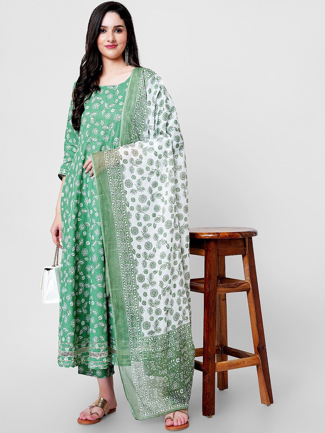 JANAKDULARI CREATION Floral Printed Gotta Patti Pure Cotton Kurta With Trouser & Dupatta, Green
JANAKDULARI CREATION Floral Printed Gotta Patti Pure Cotton Kurta With Trouser & Dupatta, Green