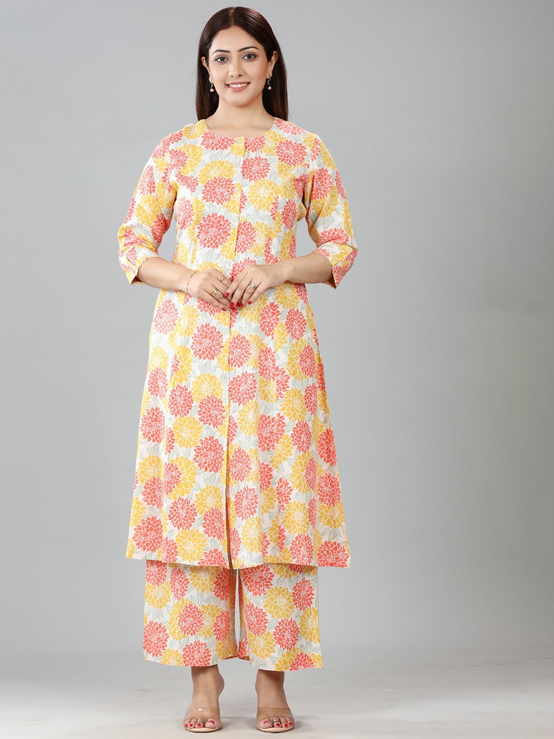 COTTON CULTURE Floral Printed Regular Pure Cotton Straight Kurta with Palazzos, Off white
COTTON CULTURE Floral Printed Regular Pure Cotton Straight Kurta with Palazzos, Off white