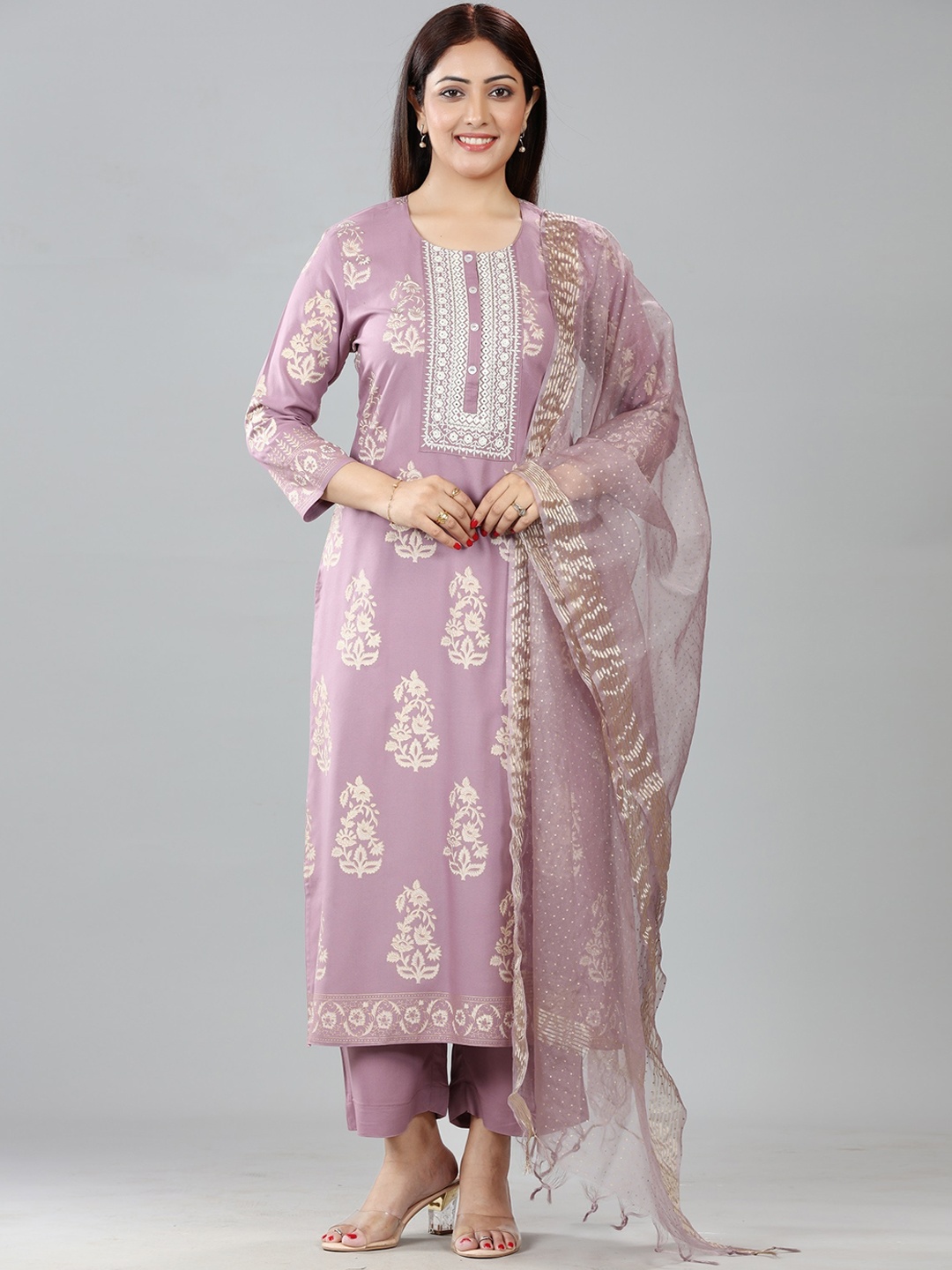 COTTON CULTURE Women Ethnic Motifs Printed Regular Thread Work Pure Cotton Kurta with Palazzos & With Dupatta, Purple
COTTON CULTURE Women Ethnic Motifs Printed Regular Thread Work Pure Cotton Kurta with Palazzos & With Dupatta, Purple