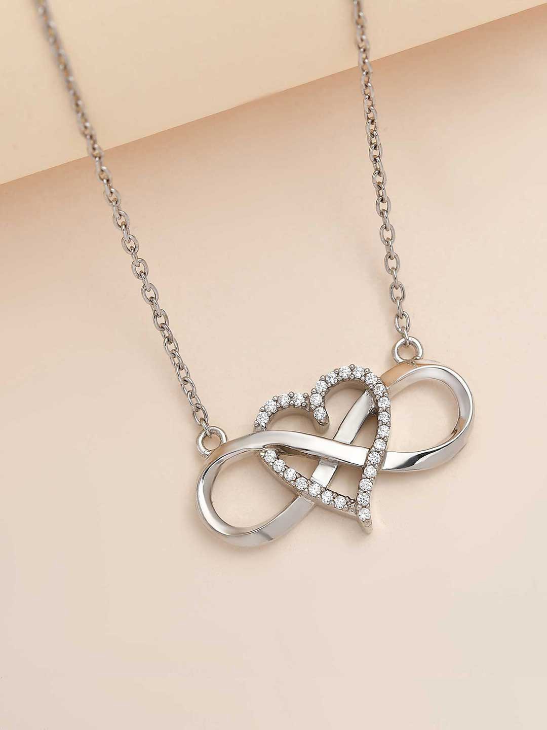 Ornate Jewels 925 Sterling Silver Rhodium-Plated American Diamond Infinity Heart Necklace
Ornate Jewels 925 Sterling Silver Rhodium-Plated American Diamond Infinity Heart Necklace