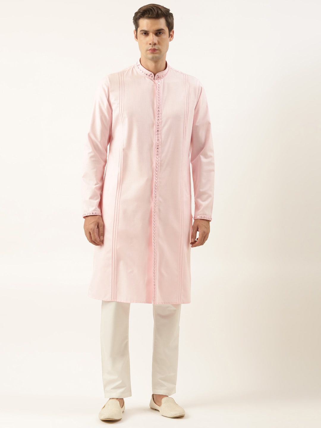 TheEthnic.Co Mandarin Collar Long Sleeves Mirror Work Pure Cotton Kurta with Trouser, Pink
TheEthnic.Co Mandarin Collar Long Sleeves Mirror Work Pure Cotton Kurta with Trouser, Pink